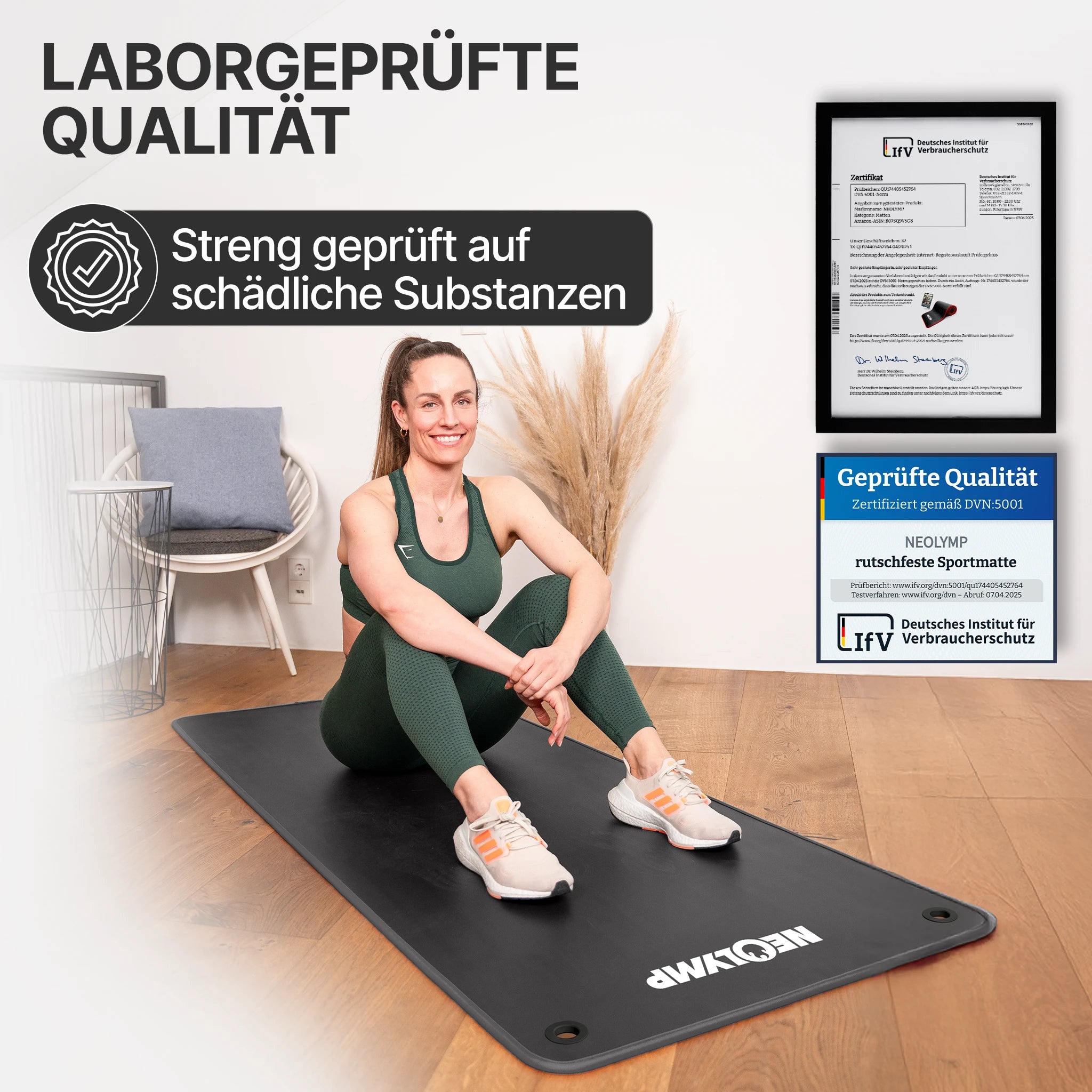Fitnessmatte mit Ösen - extra dick und rutschfest