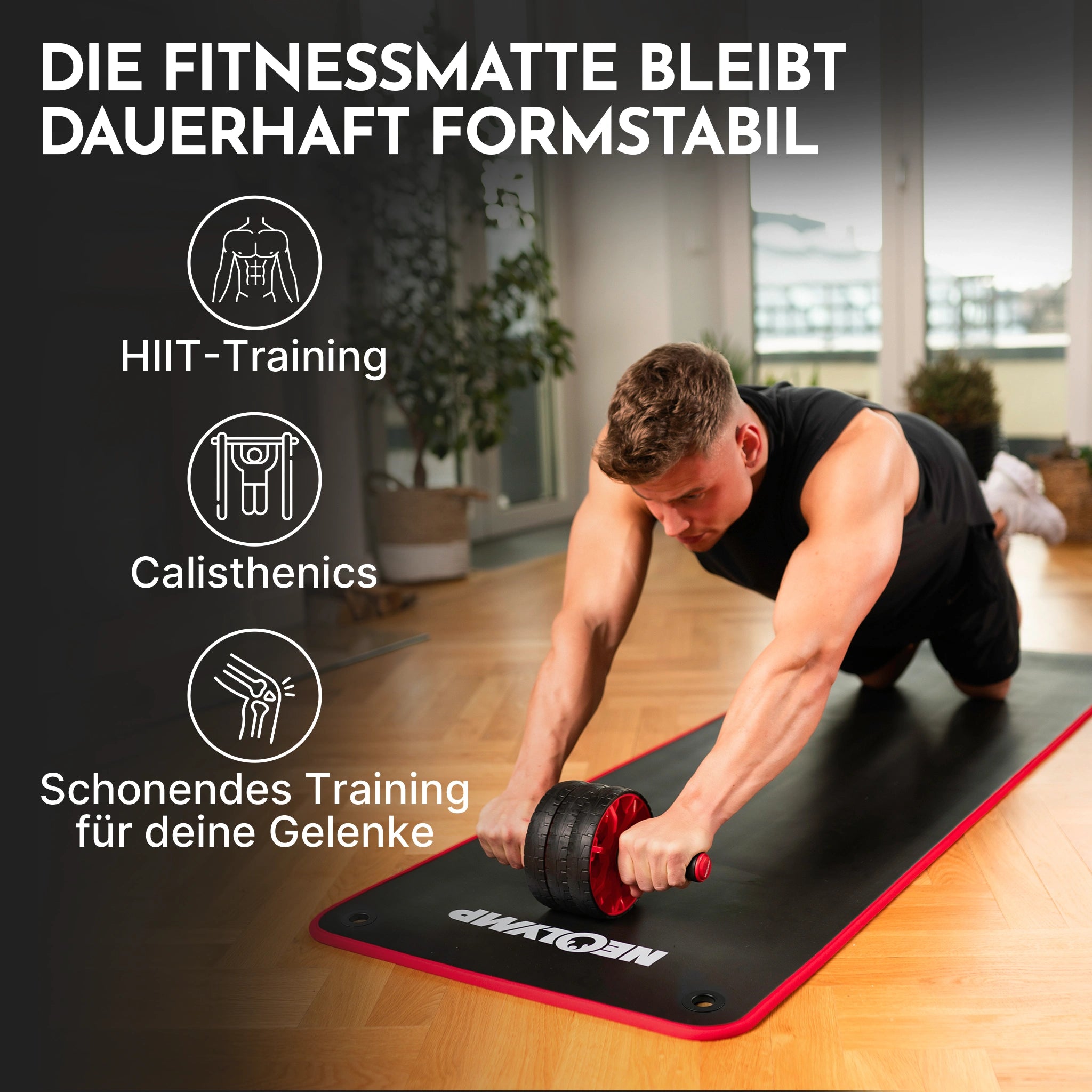 Fitnessmatte mit Ösen - extra dick und rutschfest