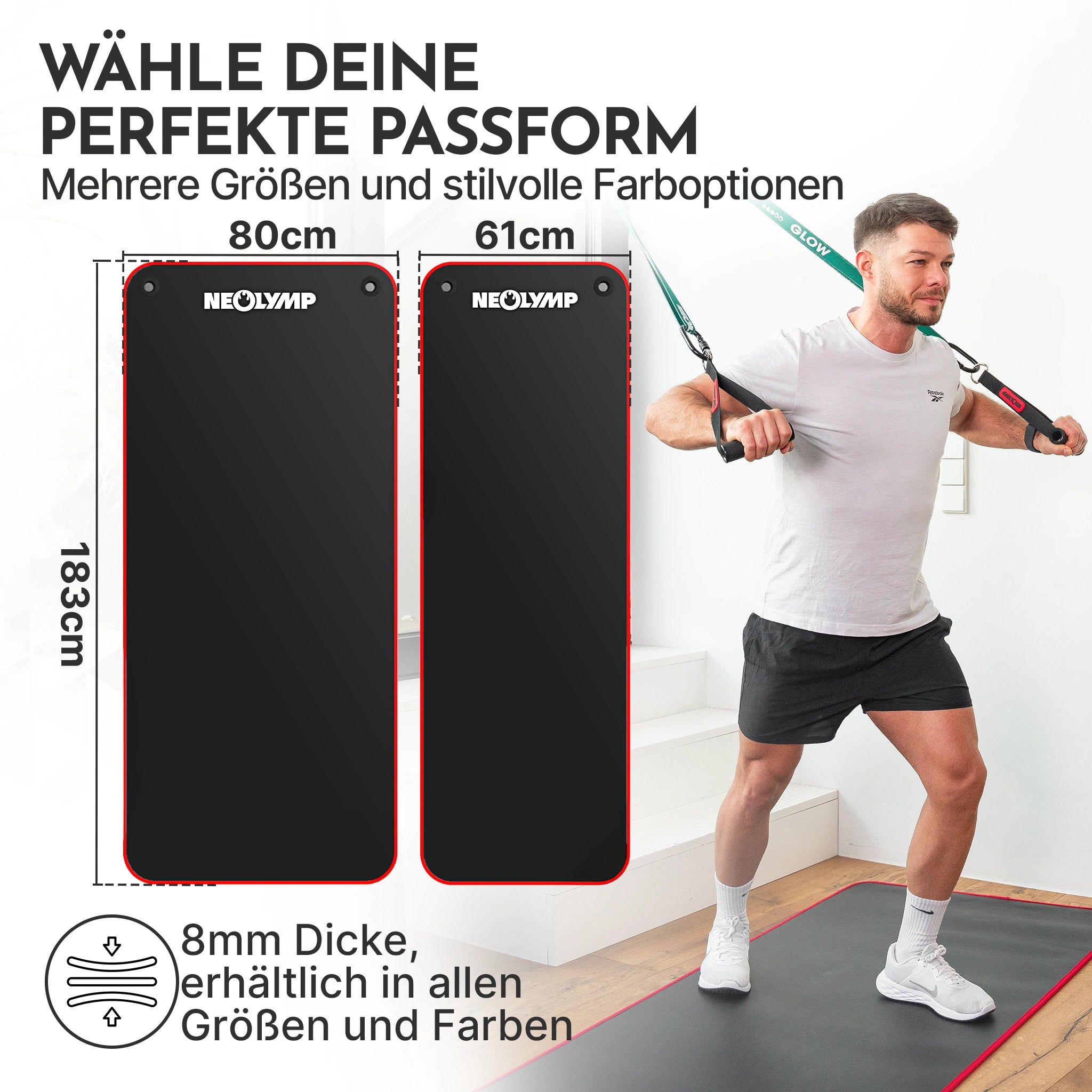 Fitnessmatte mit Ösen - extra dick und rutschfest