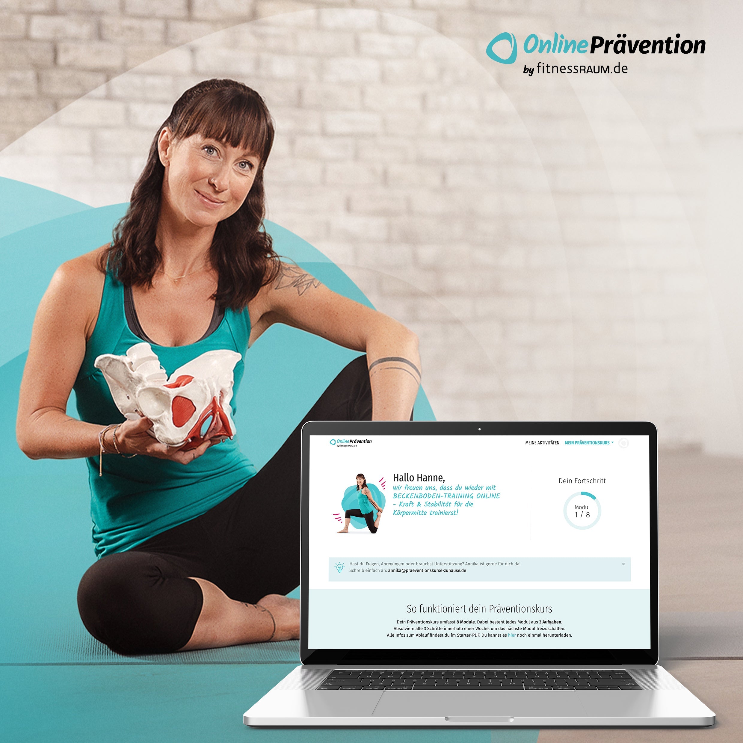 BECKENBODEN-TRAINING - Kraft & Stabilität für die Körpermitte: 8-Wochen Online-Präventionskurs – bis zu 100% erstattbar + 6 Monate Gratiszugang fitnessRAUM.de