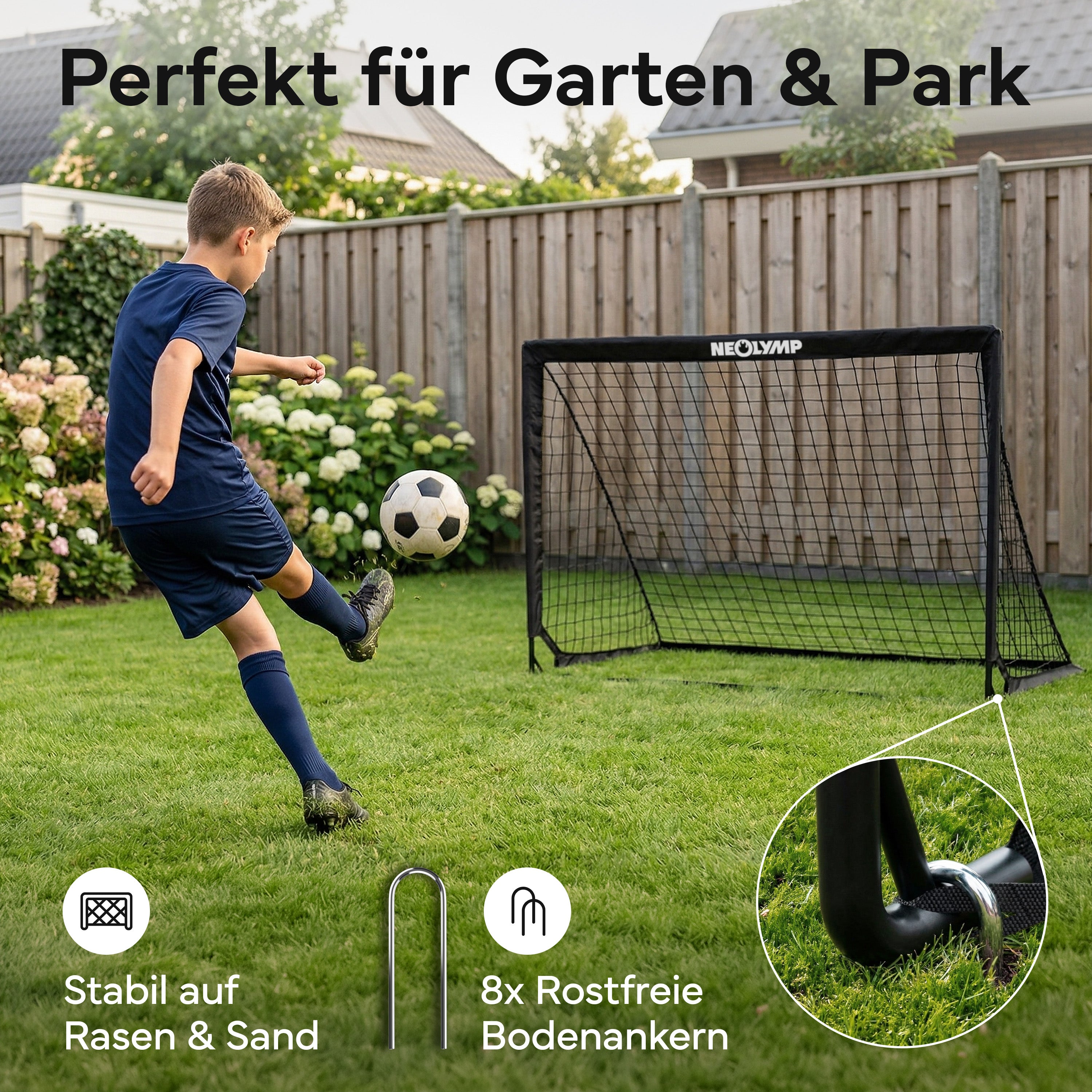 Fußballtore 2er Set in schwarz - mit Fiberglass, für Indoor & Outdoor - - Fußball-Equipment von NEOLYMP | Fitnessequipment und Sportartikel
