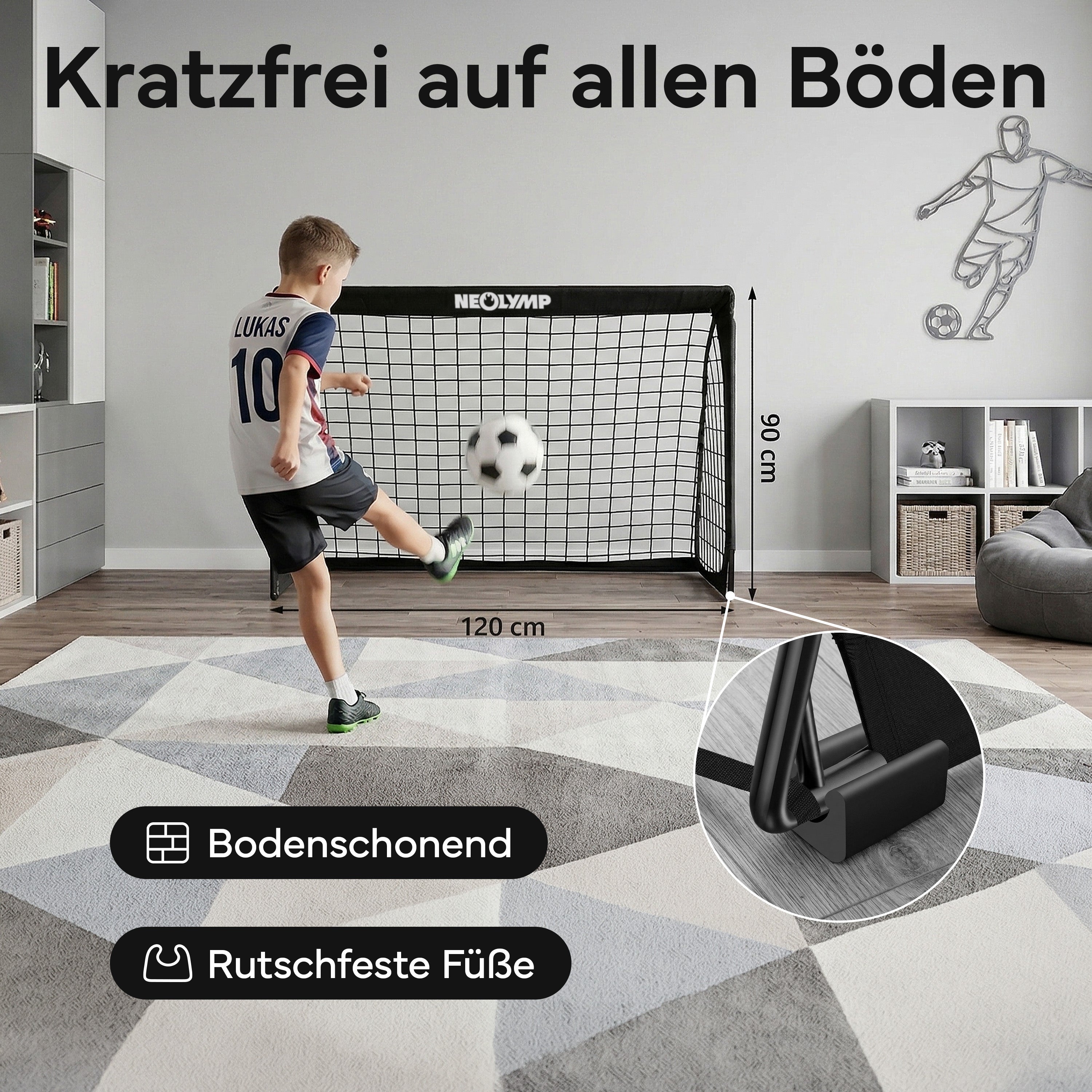 Fußballtore 2er Set in schwarz - mit Fiberglass, für Indoor & Outdoor - - Fußball-Equipment von NEOLYMP | Fitnessequipment und Sportartikel