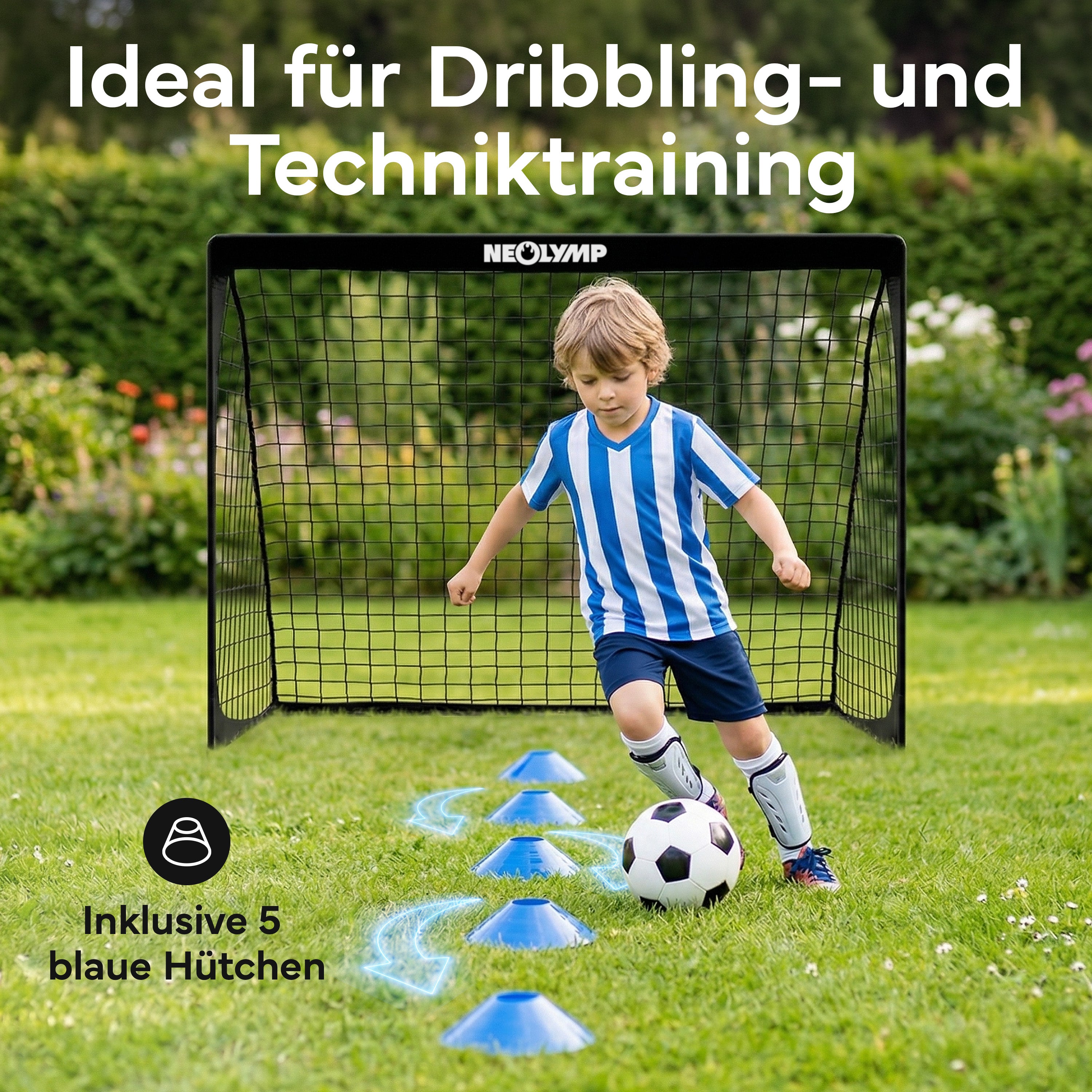 Fußballtore 2er Set in schwarz - mit Fiberglass, für Indoor & Outdoor - - Fußball-Equipment von NEOLYMP | Fitnessequipment und Sportartikel