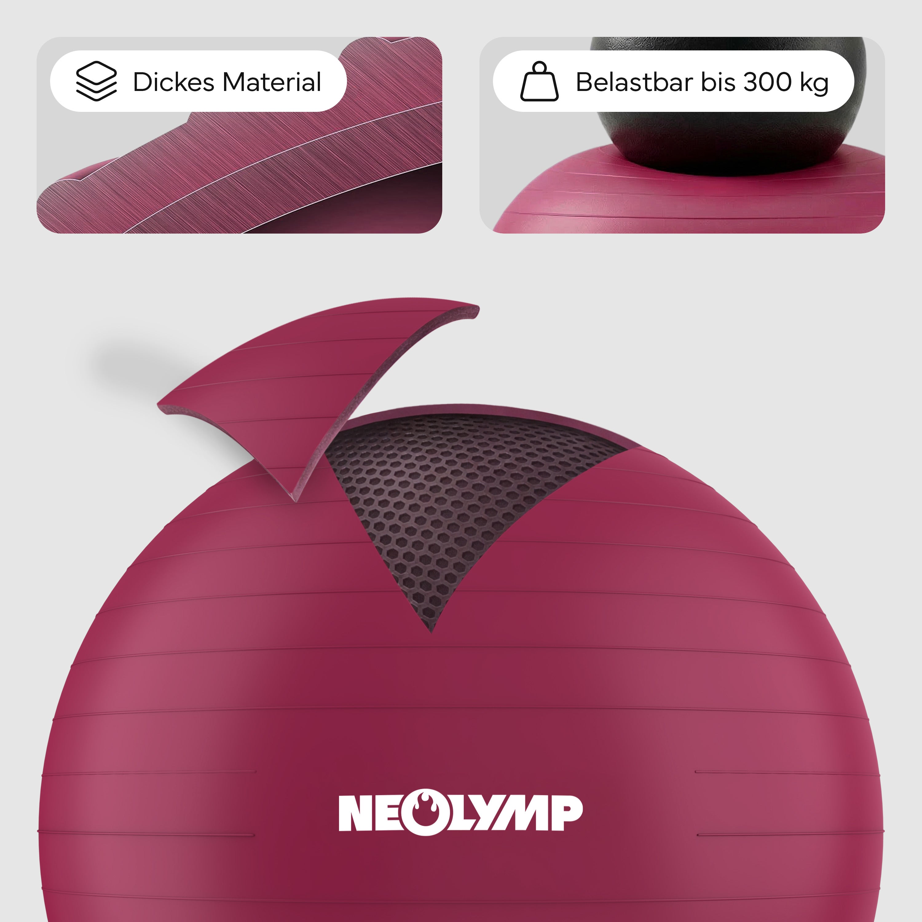 Gymnastikball - für aktives Sitzen, Recovery und Physio - Berry - Sportgerät von NEOLYMP | Fitnessequipment und Sportartikel