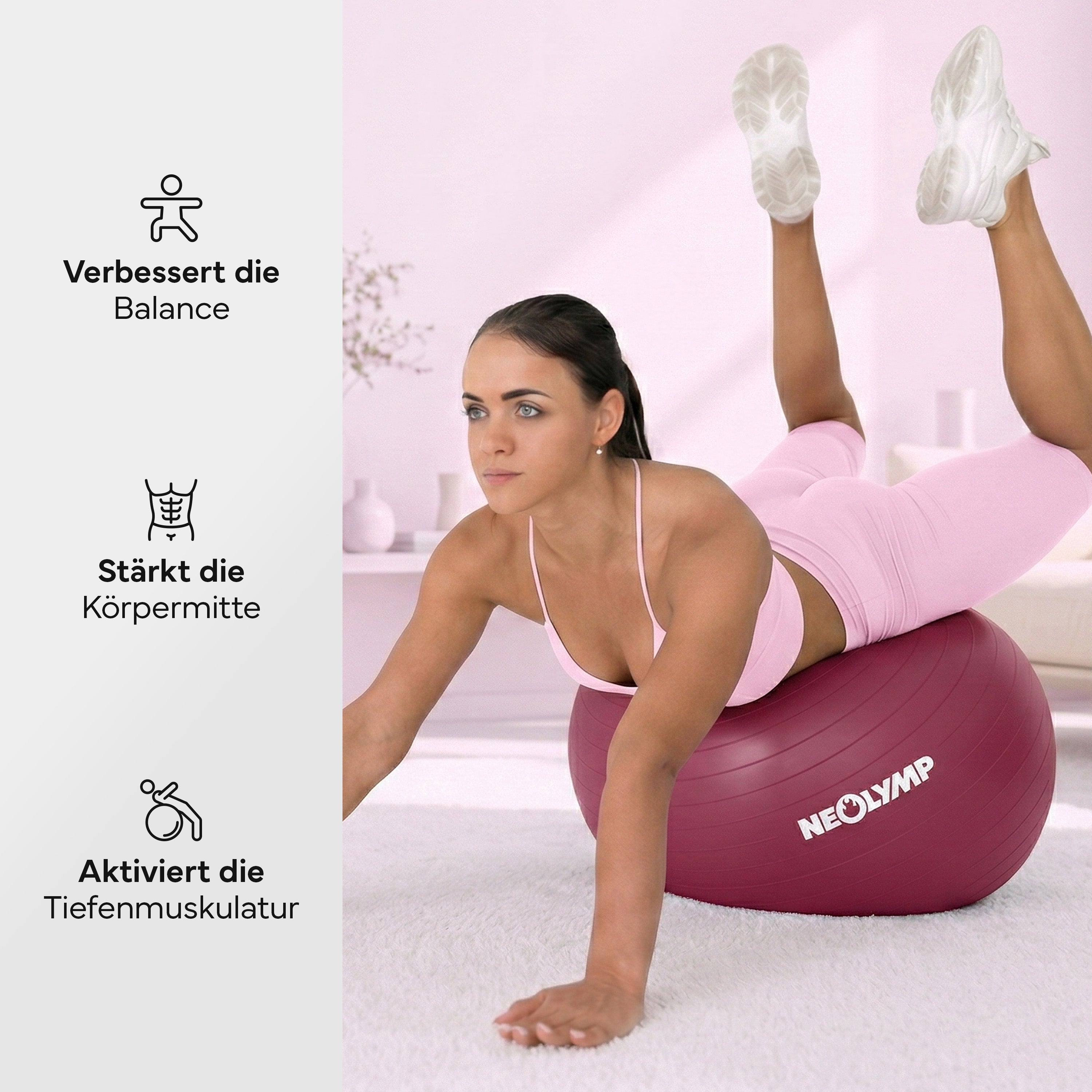 Gymnastikball - für aktives Sitzen, Recovery und Physio - Berry - Sportgerät von NEOLYMP | Fitnessequipment und Sportartikel