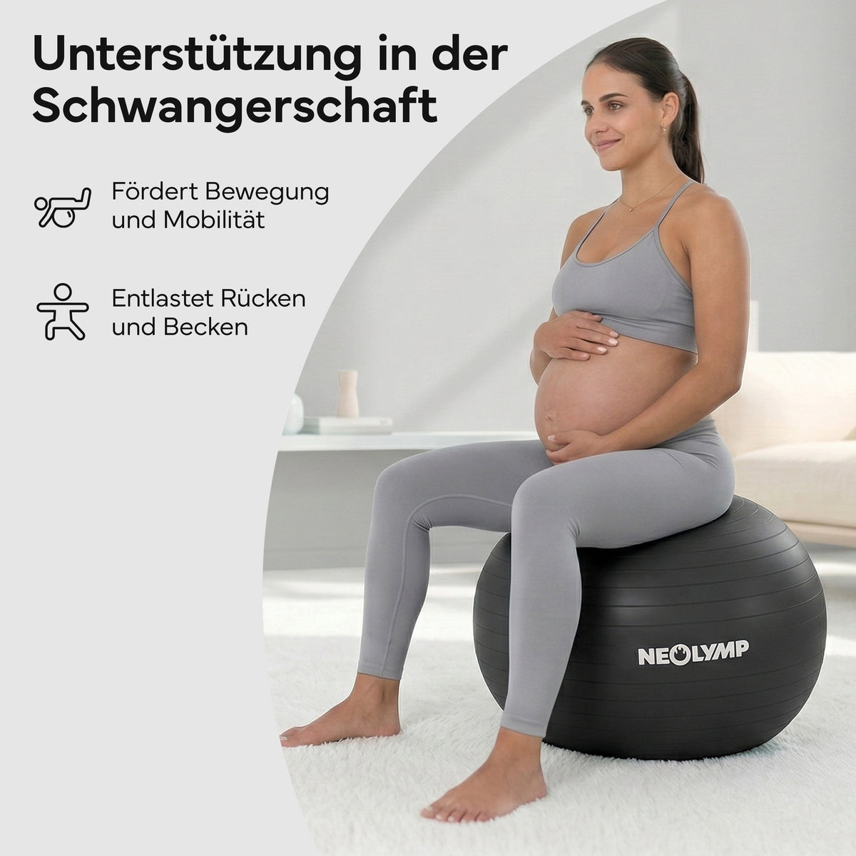 Gymnastikball - für aktives Sitzen, Recovery und Physio – Schwarz / M (165 cm) | B-Ware - - Outlet von NEOLYMP | Fitnessequipment und Sportartikel