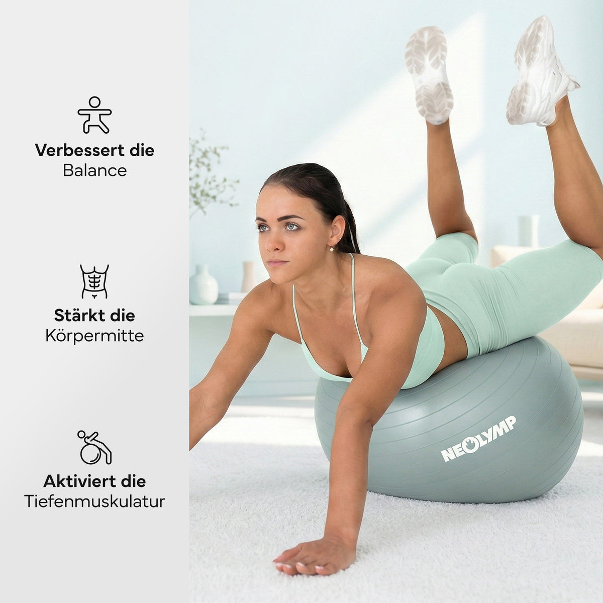 Gymnastikball - für aktives Sitzen, Recovery und Physio – Sky Blue / M (165 cm) | B-Ware - - Outlet von NEOLYMP | Fitnessequipment und Sportartikel