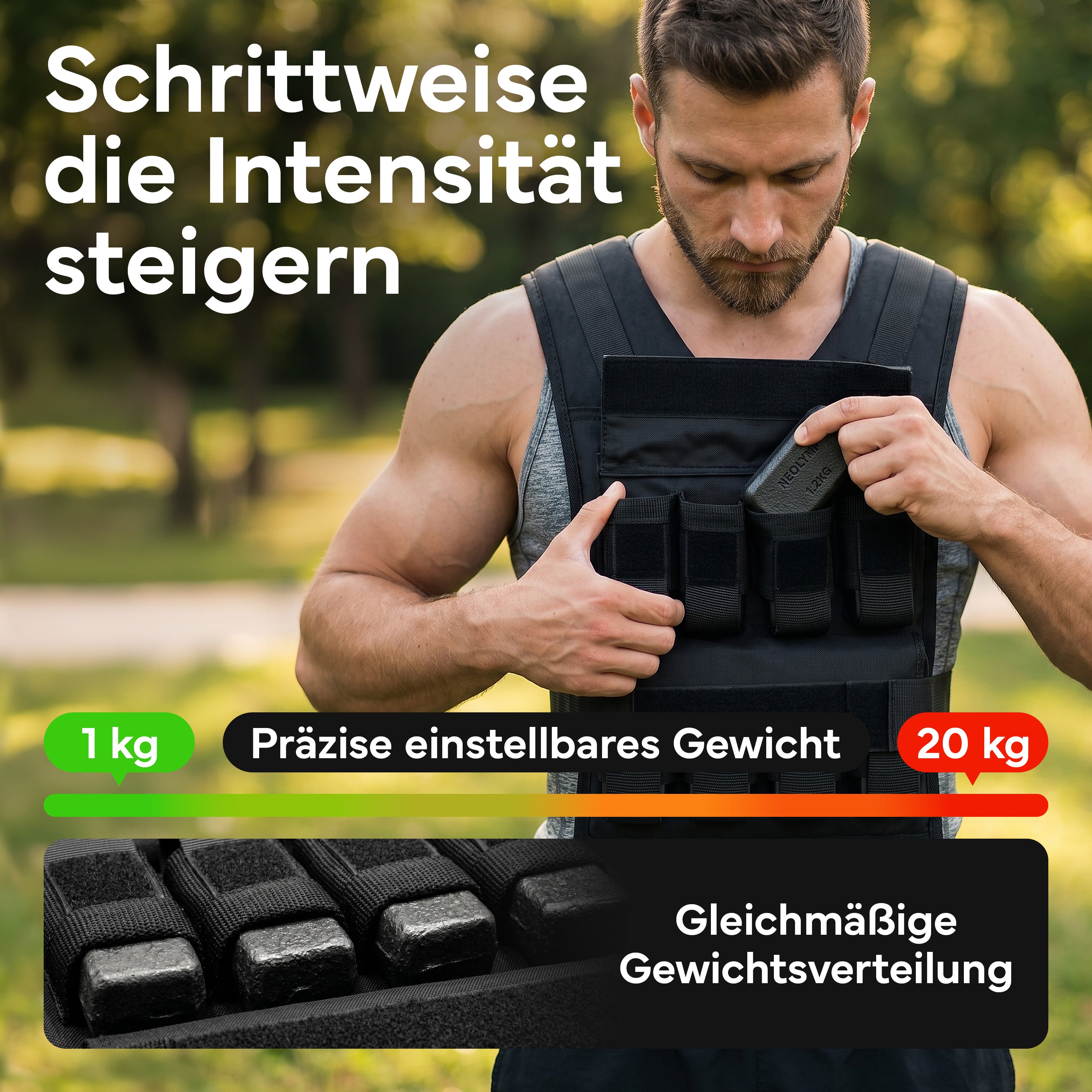 Verstellbare Gewichtsweste bis 20 kg, für Calisthenics - - Gewichtswesten & -manschetten von NEOLYMP | Fitnessequipment und Sportartikel