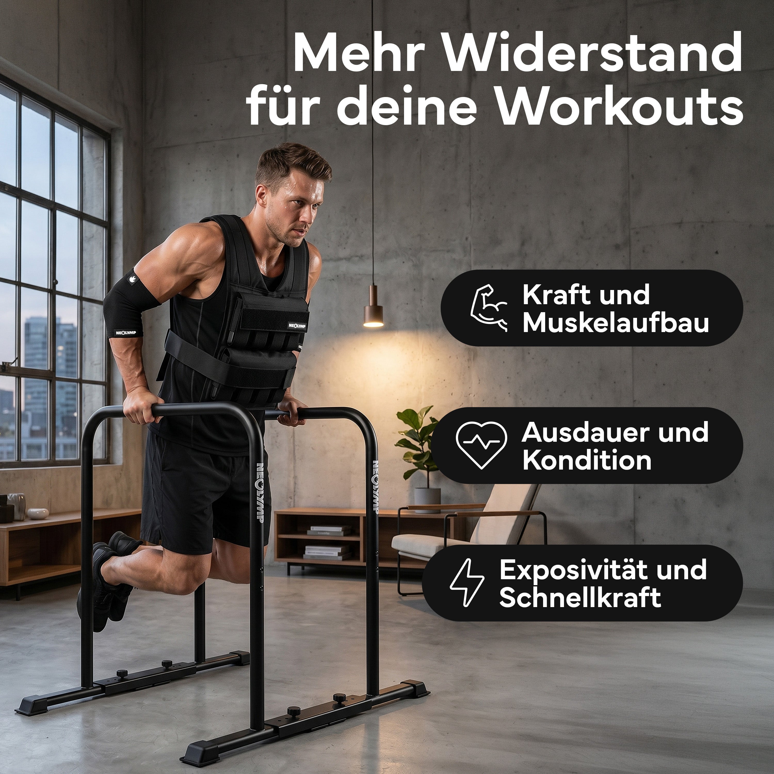 Verstellbare Gewichtsweste bis 20 kg, für Calisthenics - - Gewichtswesten & -manschetten von NEOLYMP | Fitnessequipment und Sportartikel