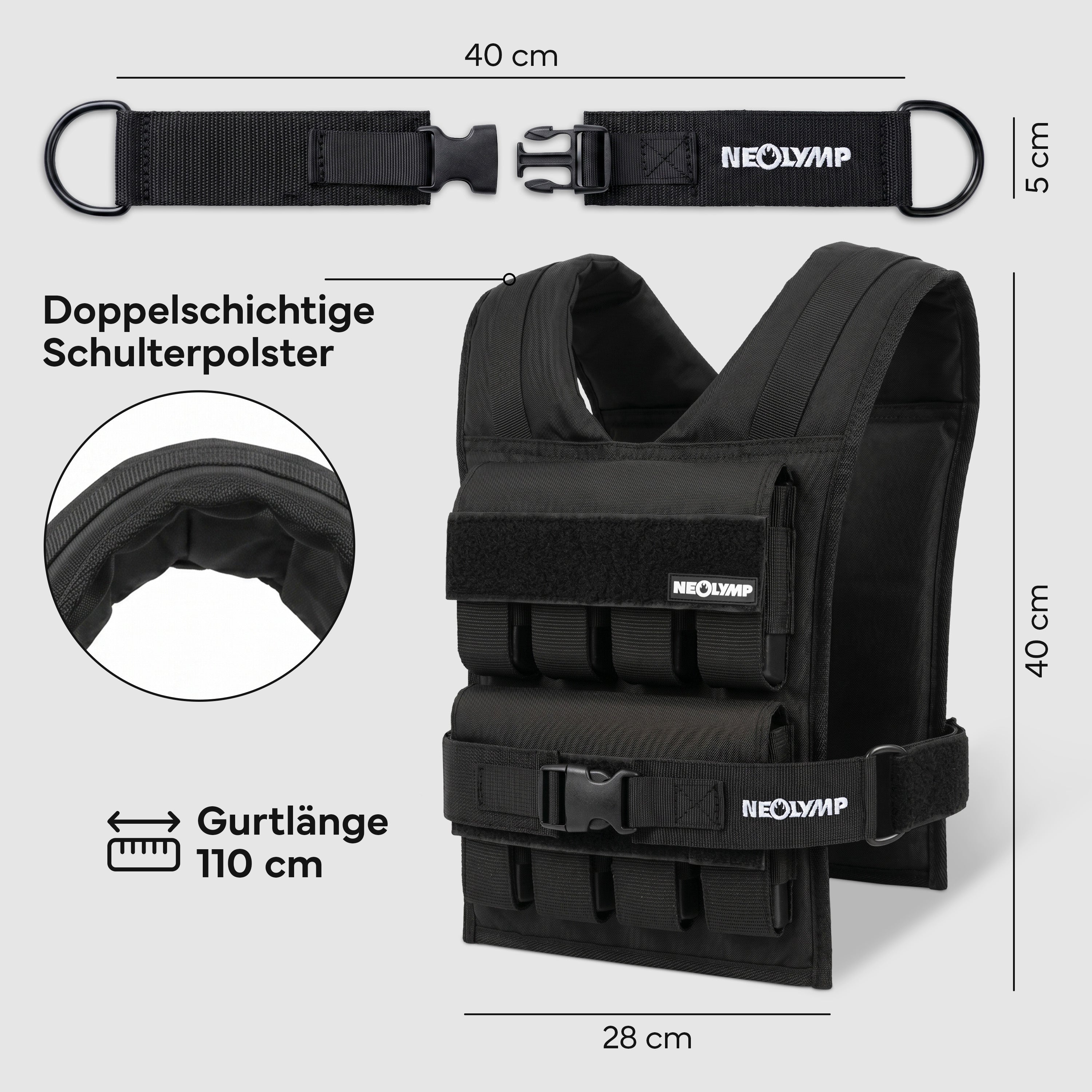 Verstellbare Gewichtsweste bis 20 kg, für Calisthenics - - Gewichtswesten & -manschetten von NEOLYMP | Fitnessequipment und Sportartikel