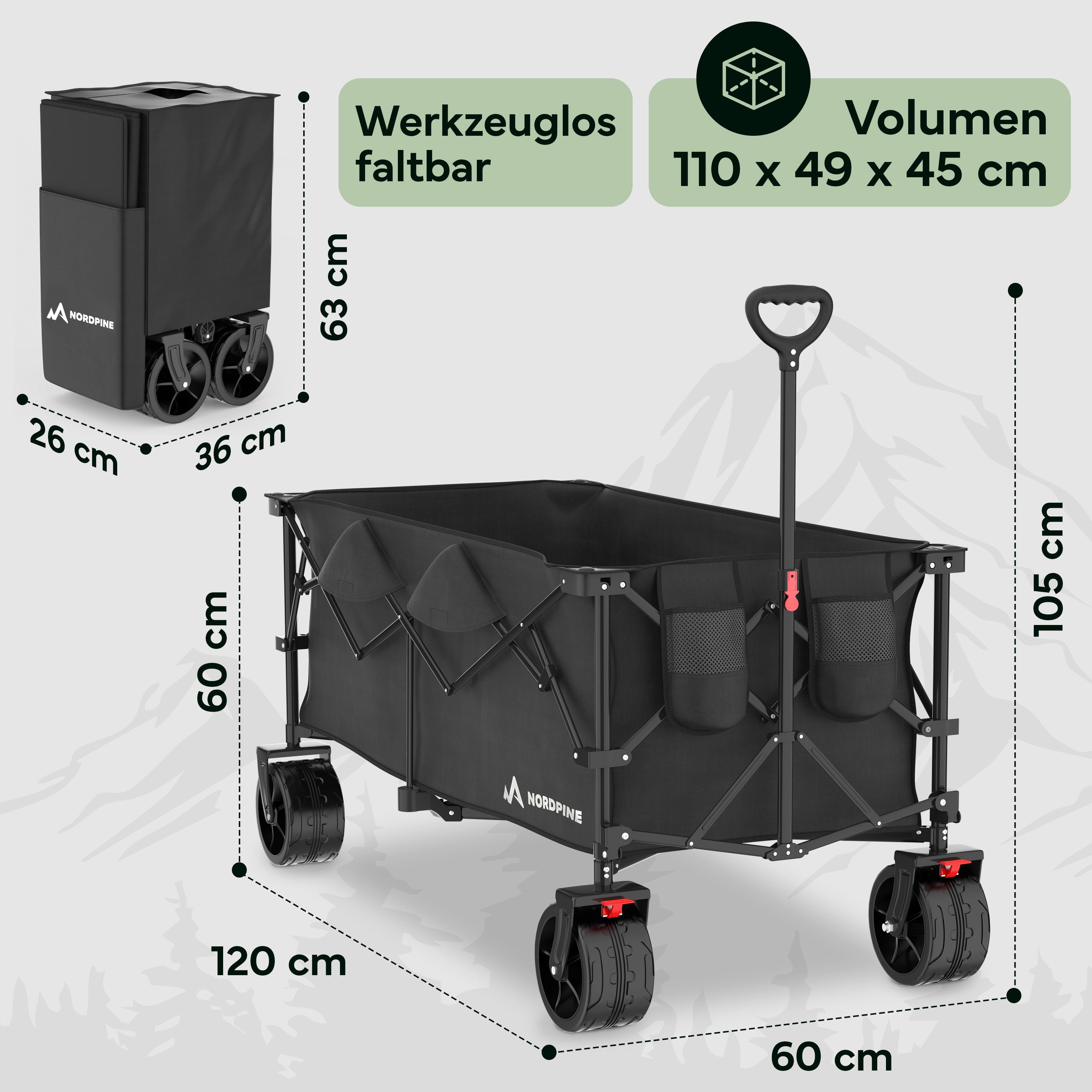 Bollerwagen faltbar - 200L / 300L - 300 Liter - Outdoor-Equipment von NORDPINE | Outdoor-Equipment, Wandern, Camping