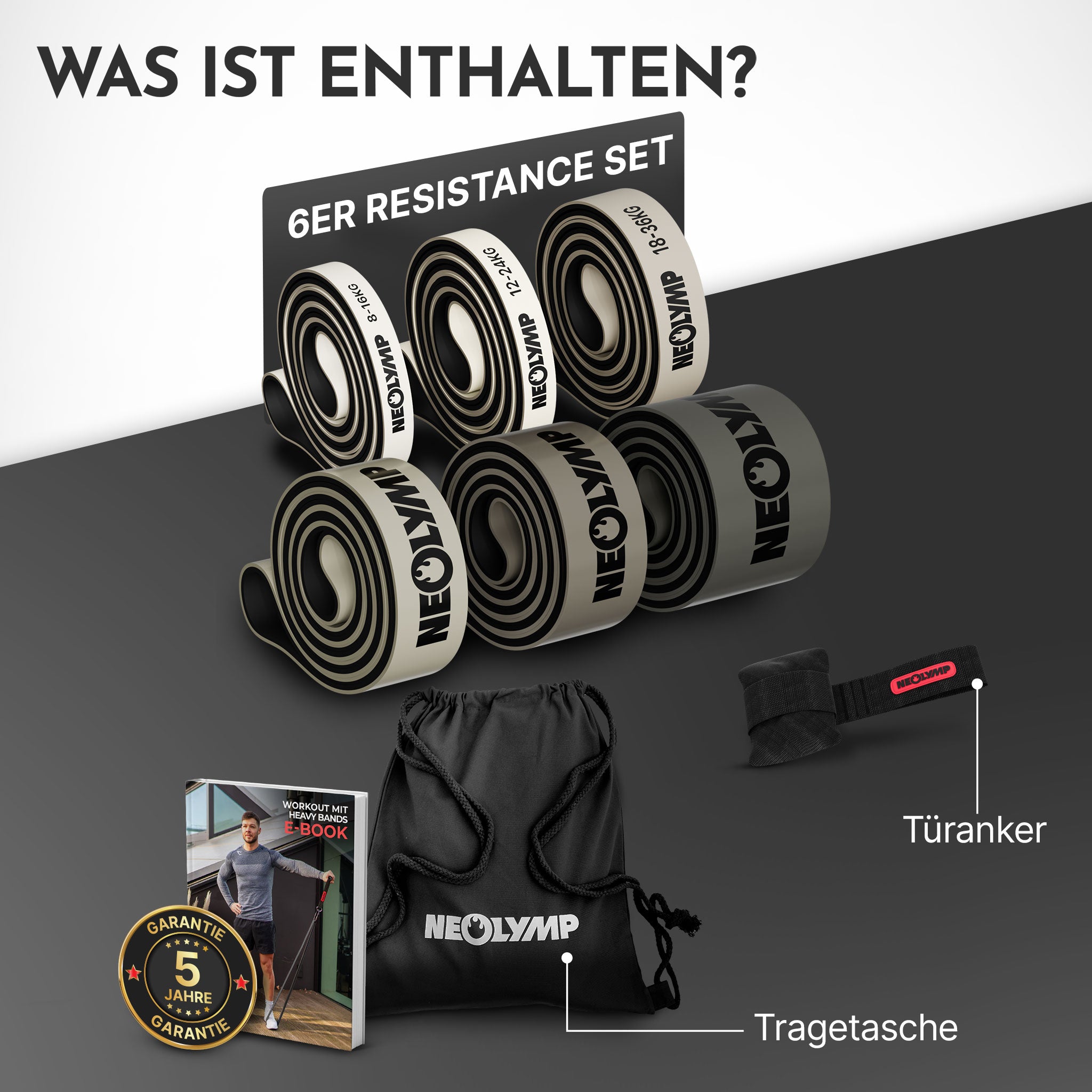 Heavy Resistance Bands aus Latex grau