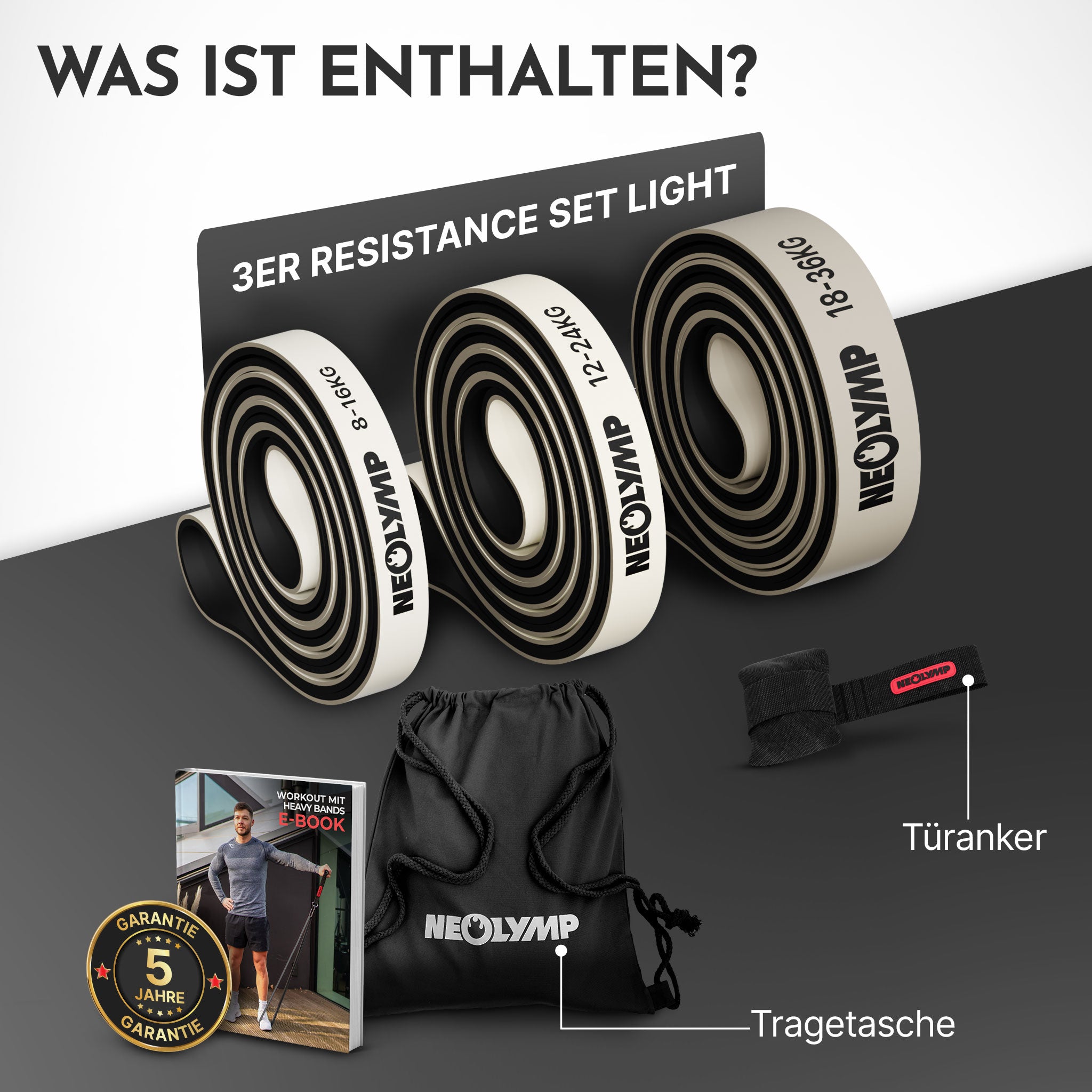 Heavy Resistance Bands aus Latex grau