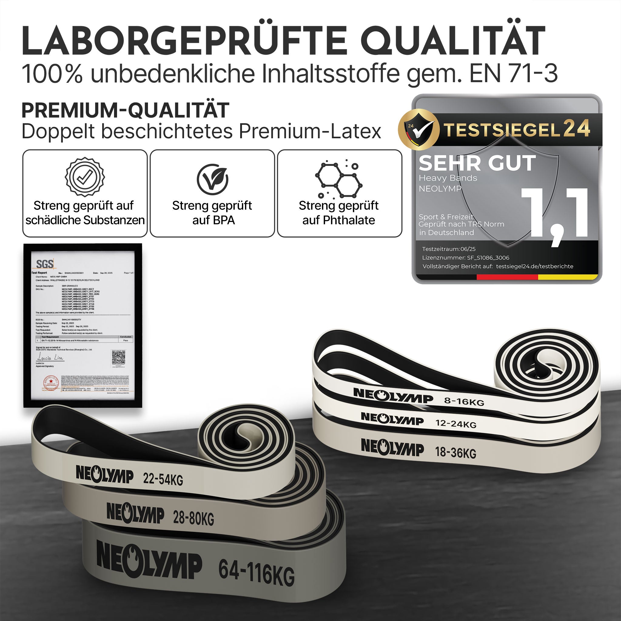 Heavy Resistance Bands aus Latex grau