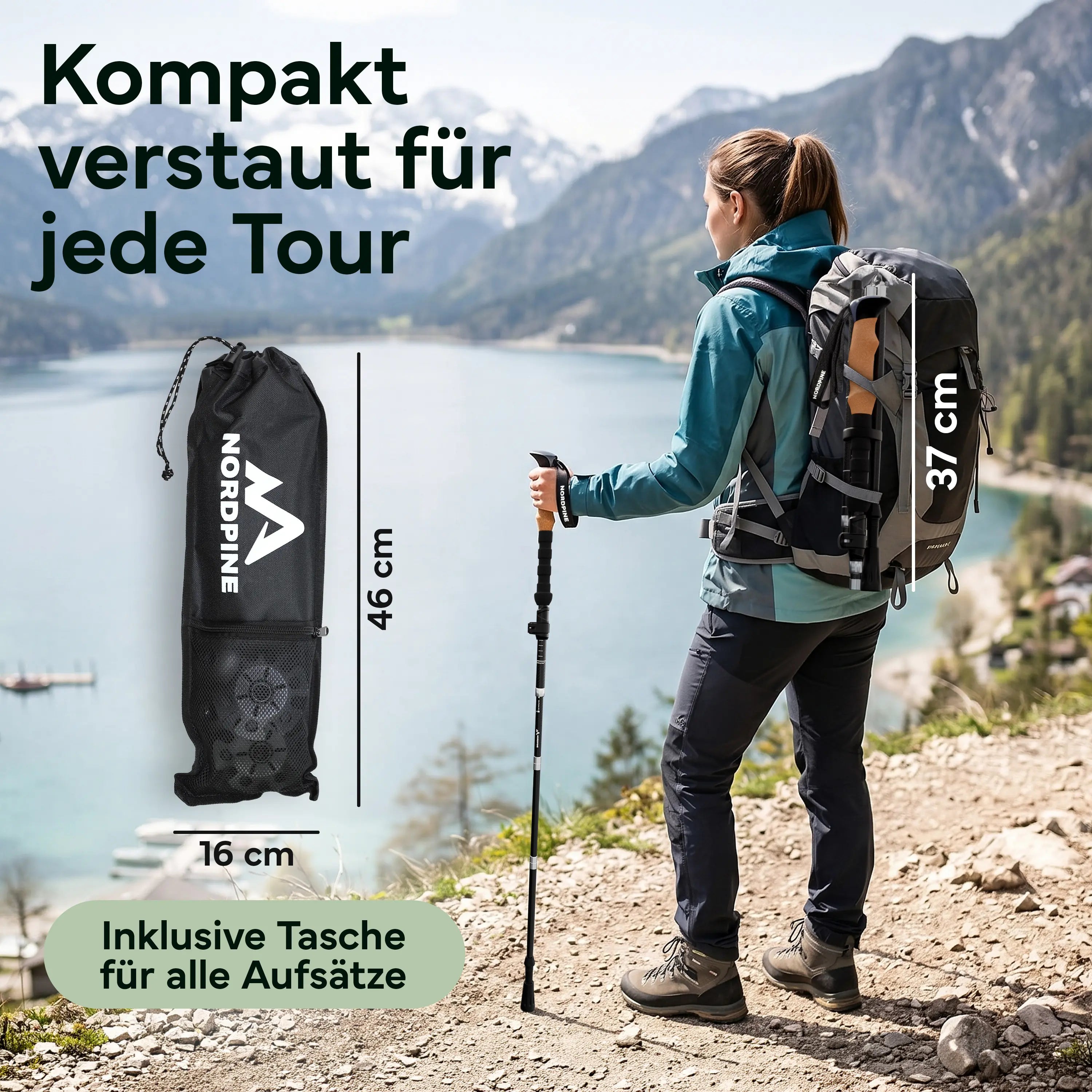Faltbare Wanderstöcke aus Carbon / Aluminium - Carbon 115-135cm - Outdoor-Equipment von NORDPINE | Outdoor-Equipment, Wandern, Camping