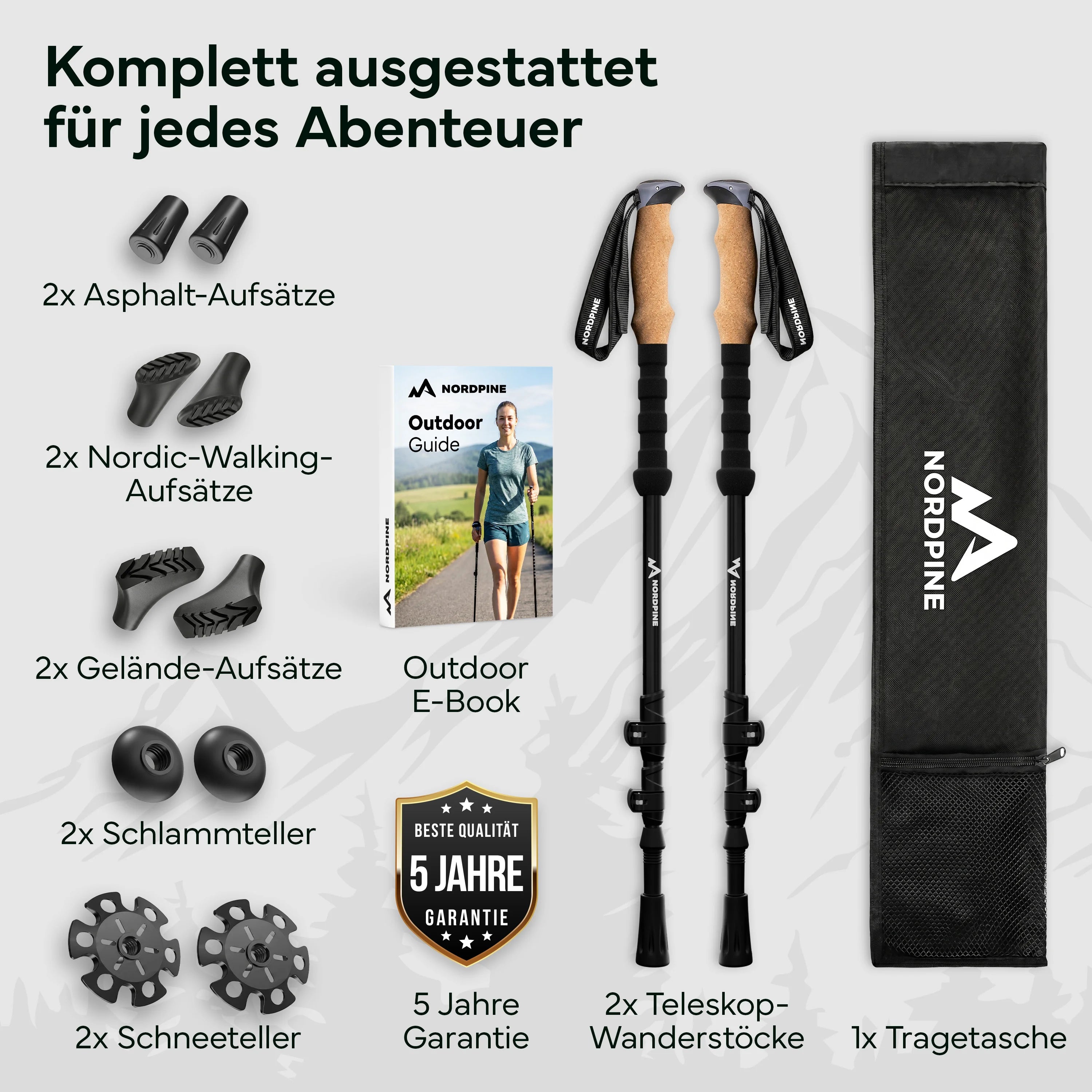 Teleskop Wanderstöcke aus Carbon / Aluminium - Aluminum 65-135cm - Outdoor-Equipment von NORDPINE | Outdoor-Equipment, Wandern, Camping