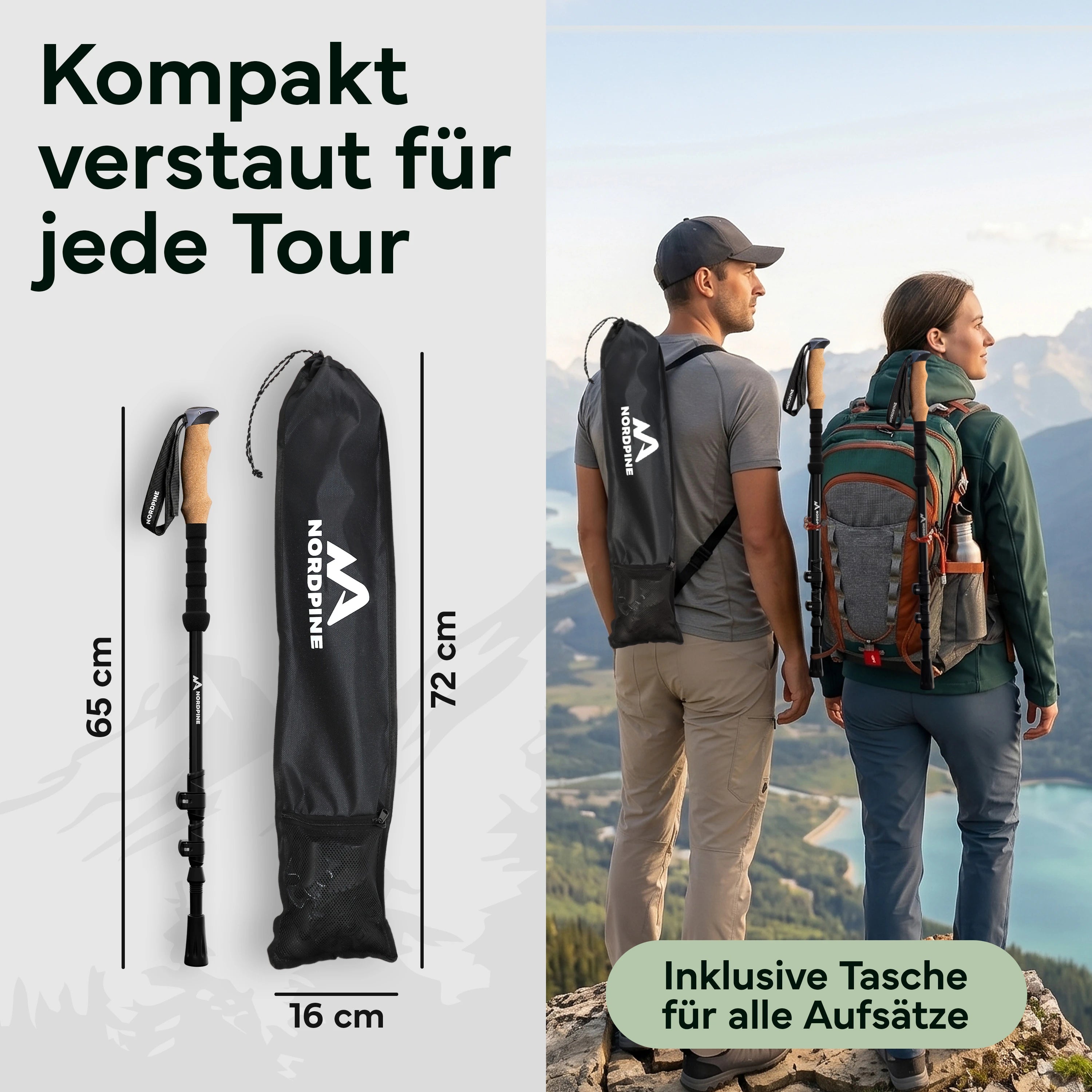 Teleskop Wanderstöcke aus Carbon / Aluminium - Aluminum 65-135cm - Outdoor-Equipment von NORDPINE | Outdoor-Equipment, Wandern, Camping