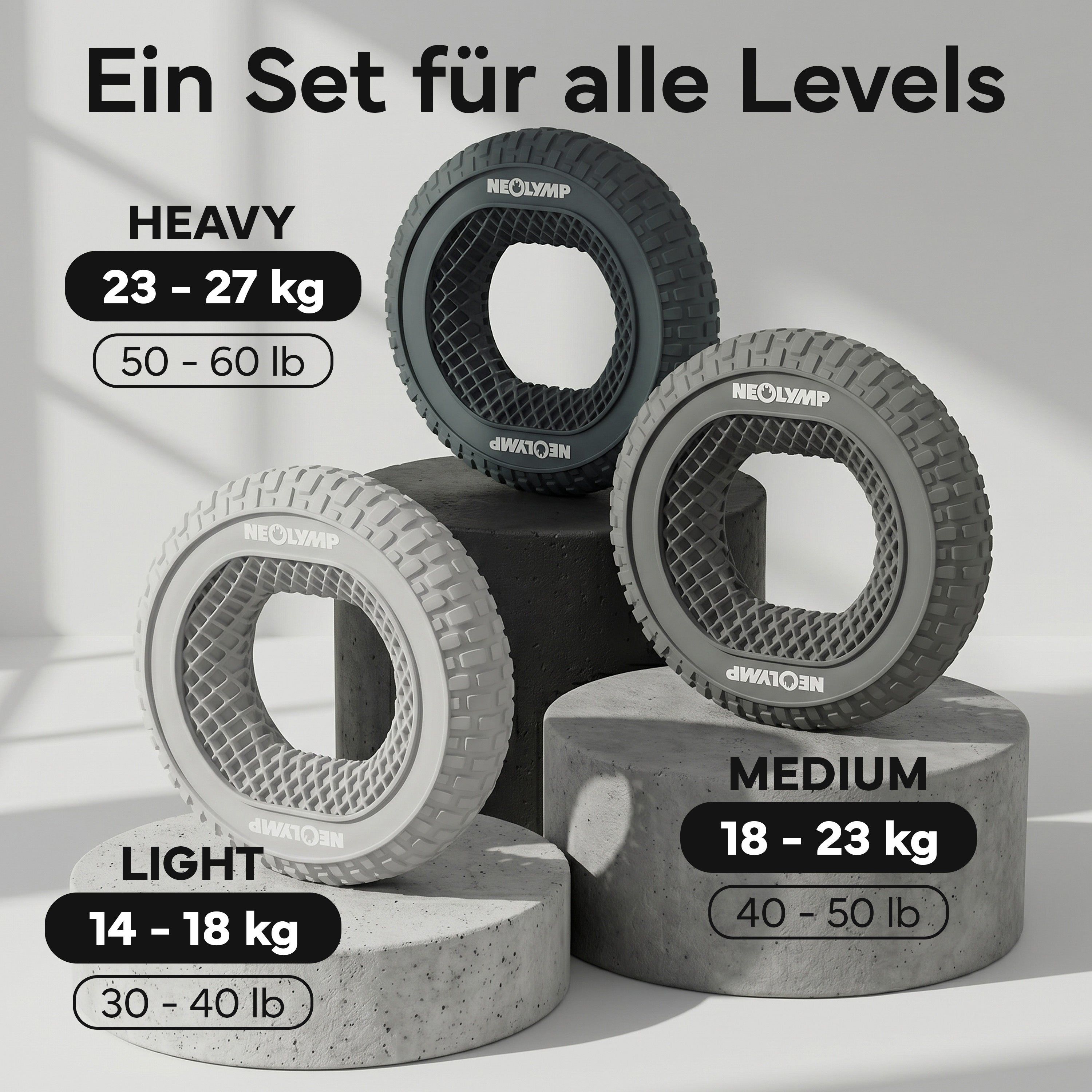 Handtrainer-Ringe aus Silikon | 3er-Set - - Sportgerät von NEOLYMP | Fitnessequipment und Sportartikel