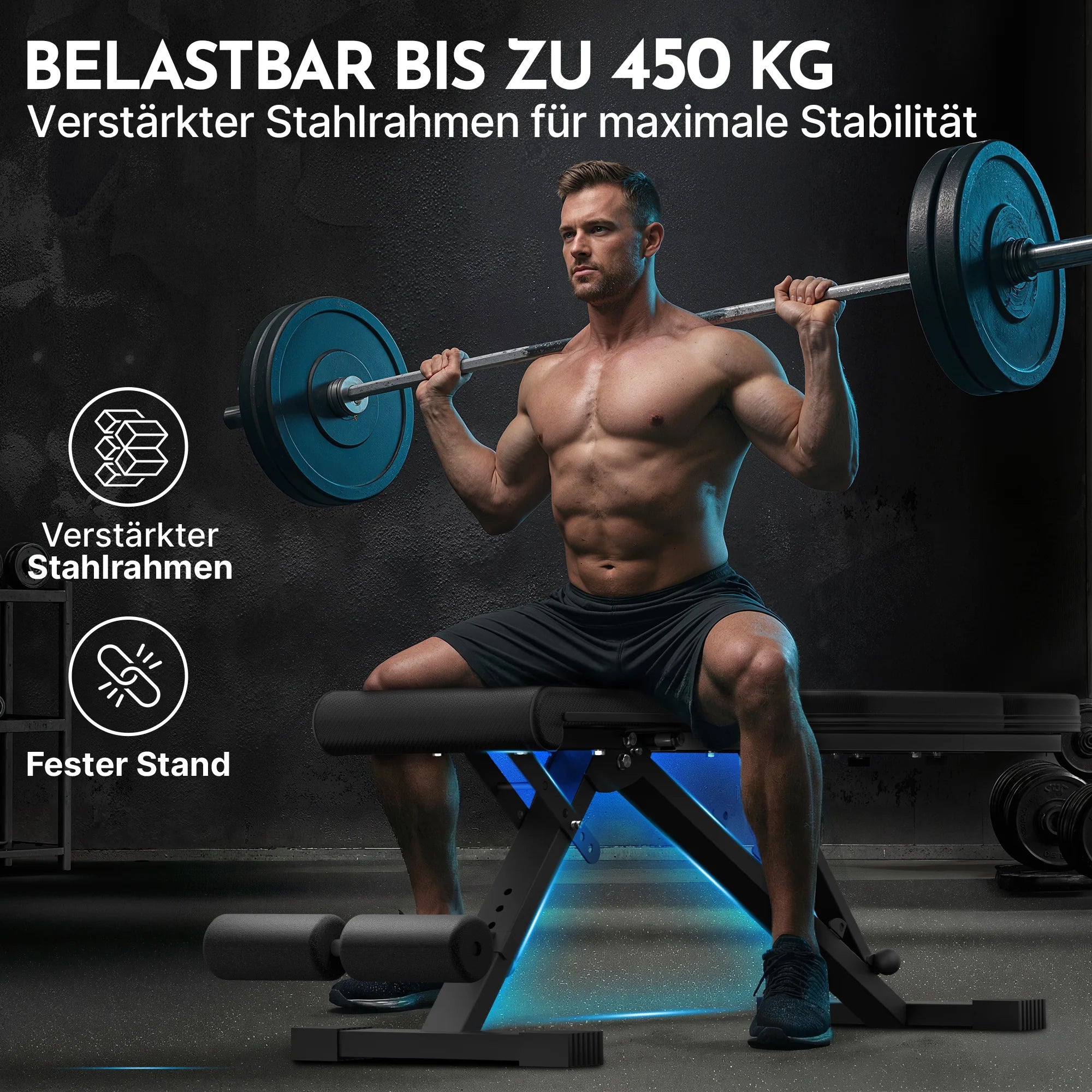 Hantelbank schwarz - rutschfest, mit Carbonfaser-Bezug