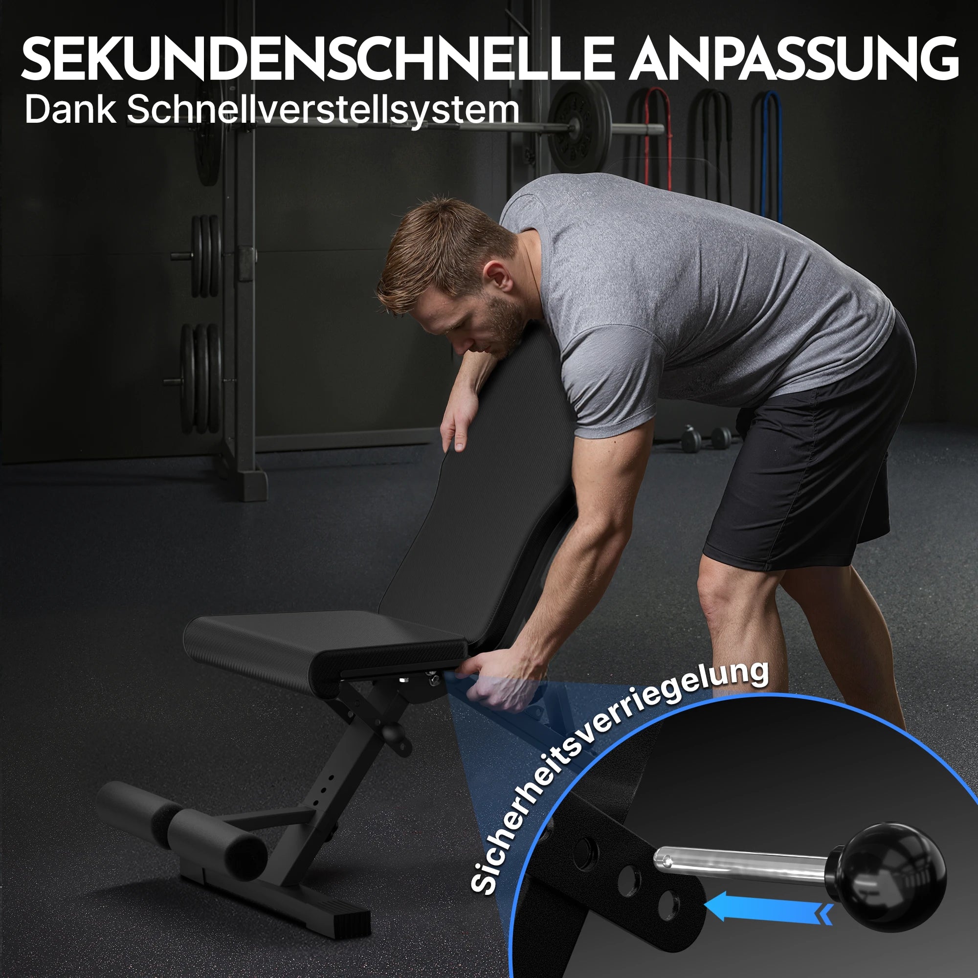 Hantelbank schwarz - rutschfest, mit Carbonfaser-Bezug