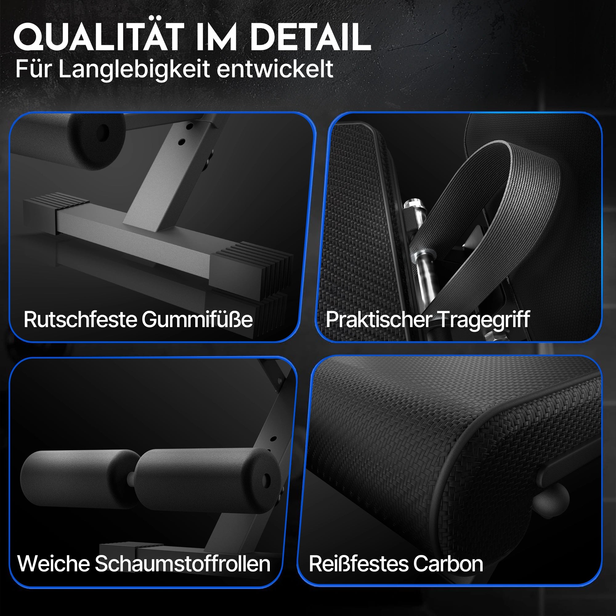 Hantelbank schwarz - rutschfest, mit Carbonfaser-Bezug