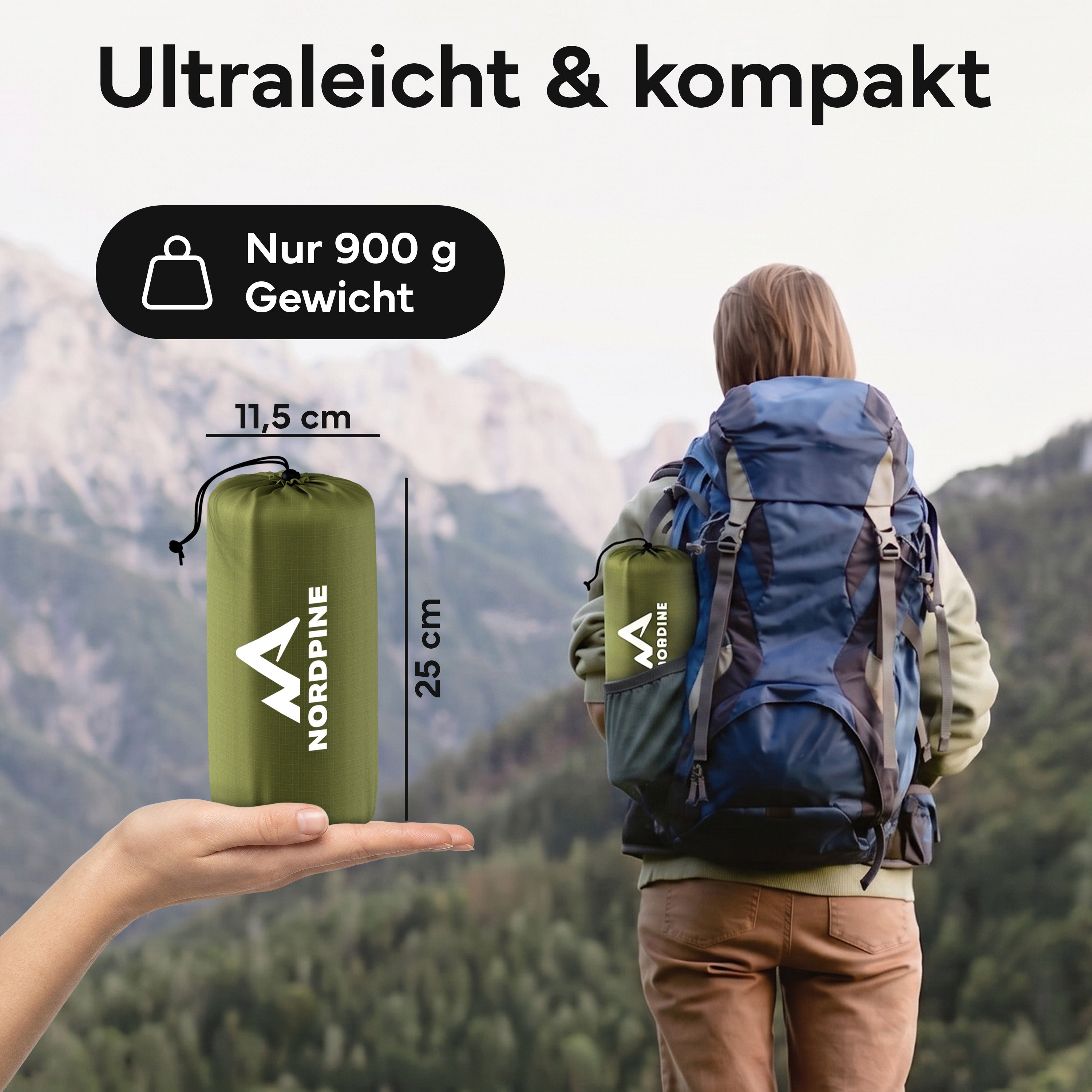 Isomatte Single - kombinierbar, integrierte Luftpumpe - Army Green - Campingartikel von NORDPINE | Outdoor-Equipment, Wandern, Camping