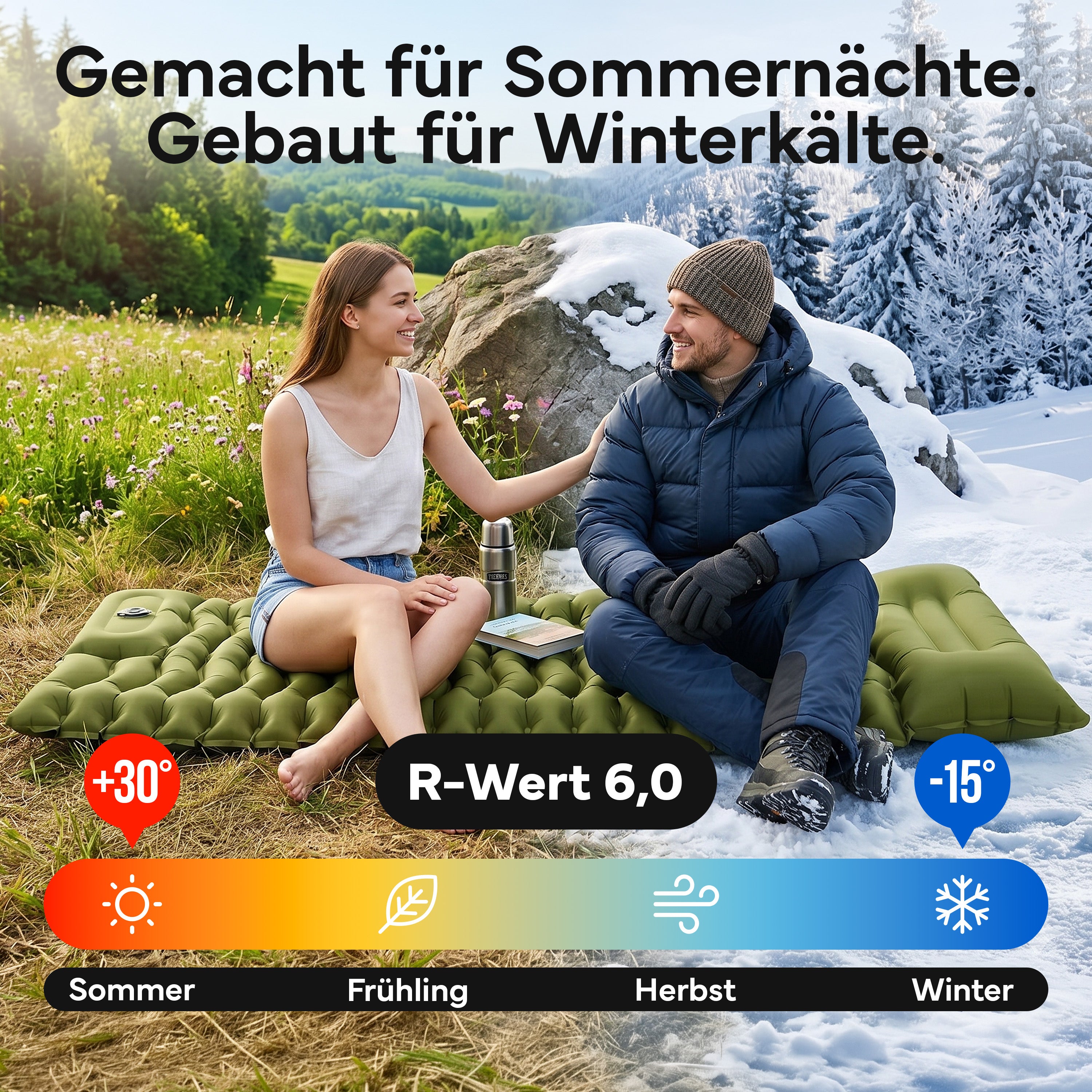 Isomatte Single - kombinierbar, integrierte Luftpumpe - Army Green - Campingartikel von NORDPINE | Outdoor-Equipment, Wandern, Camping