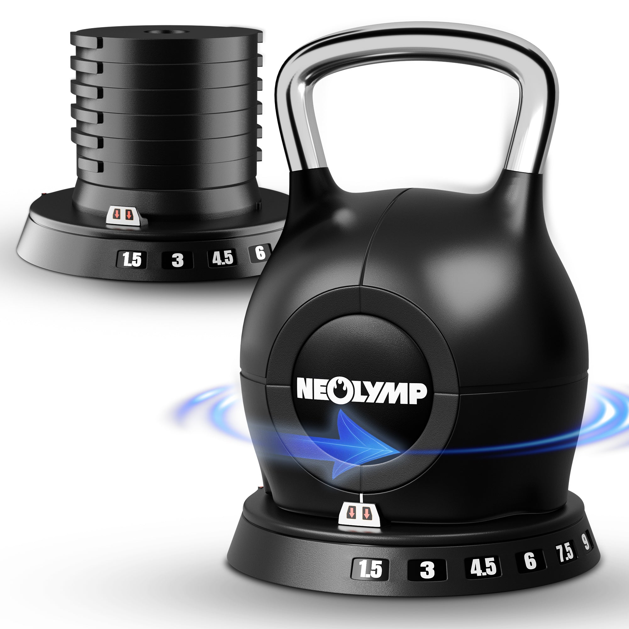 Kettlebell Réglable 7 En 1 BRAINGAIN (3 à 18 Kg) - Mécanisme De Verrouillage Facile, Pour Fitness à Domicile - 9