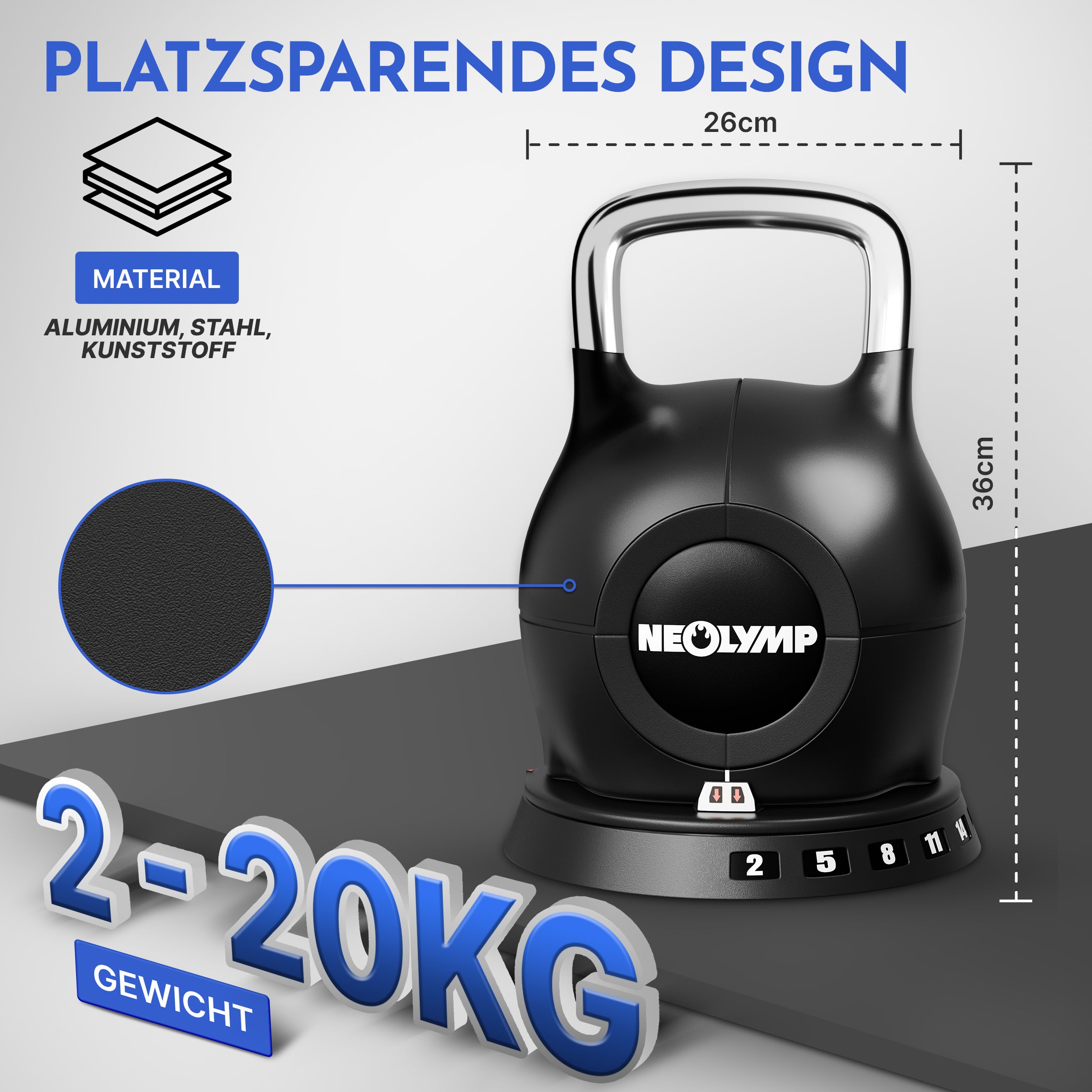 Kettlebell mit verstellbarem Gewicht (7 in 1)