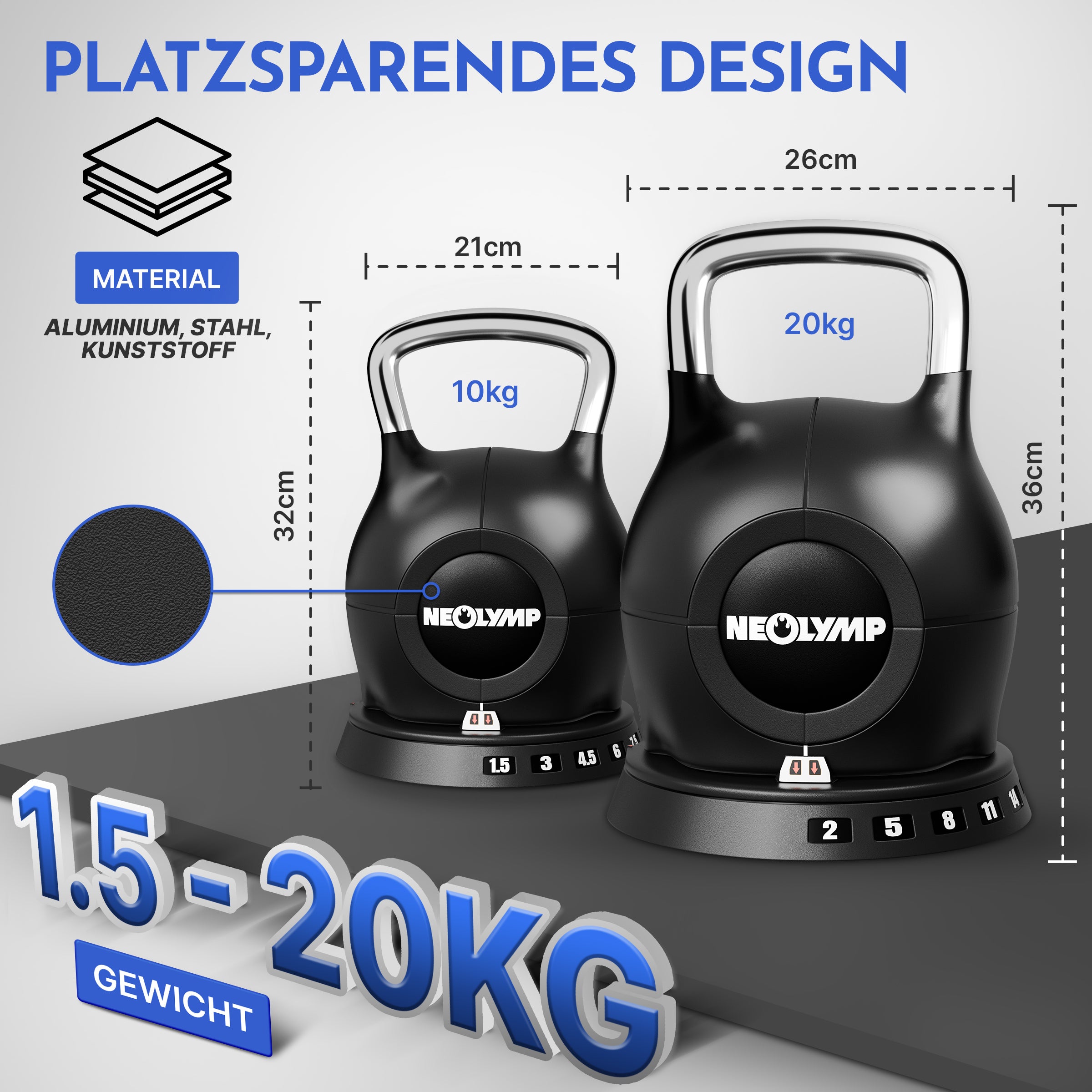 Kettlebell mit verstellbarem Gewicht (7 in 1)