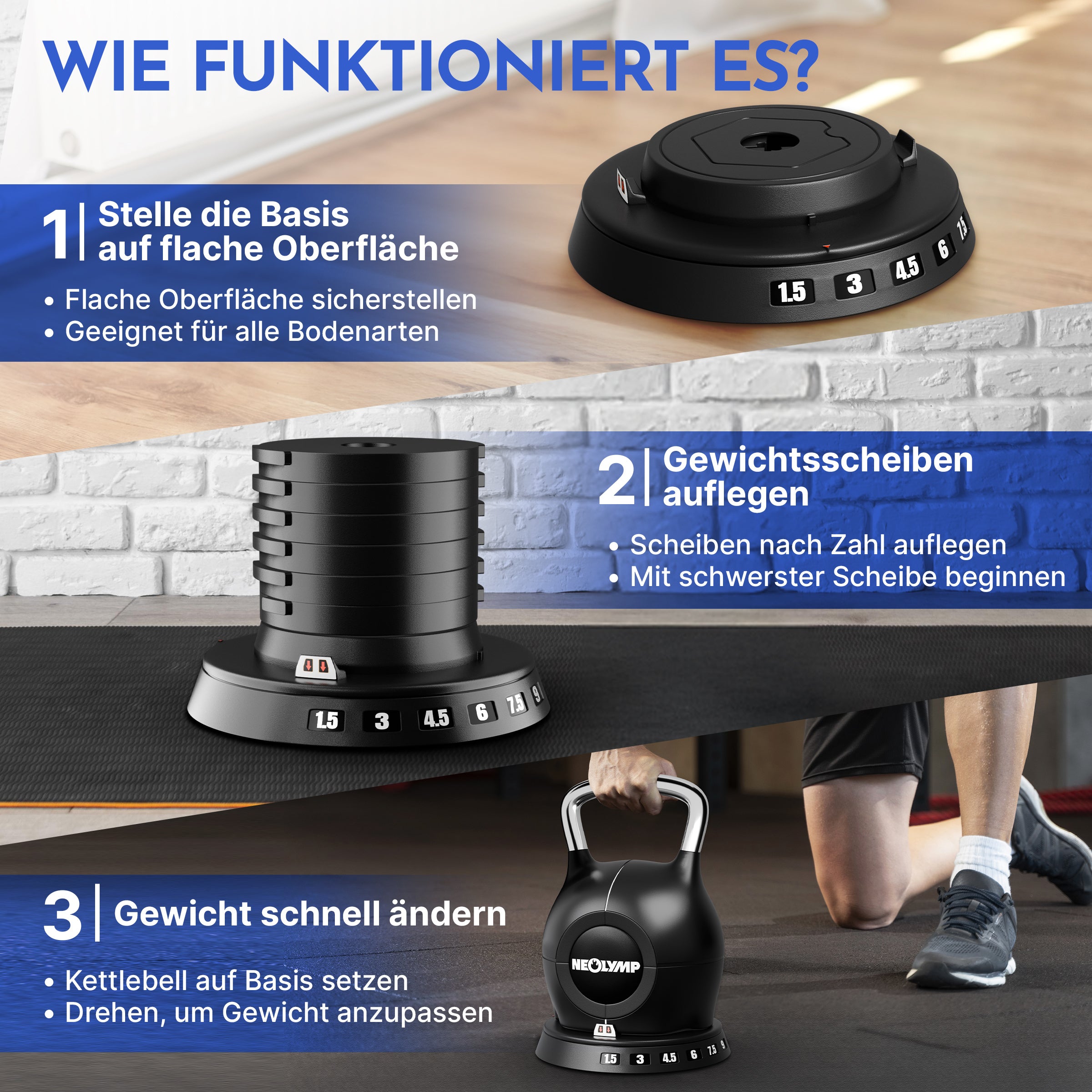 Kettlebell mit verstellbarem Gewicht (7 in 1)