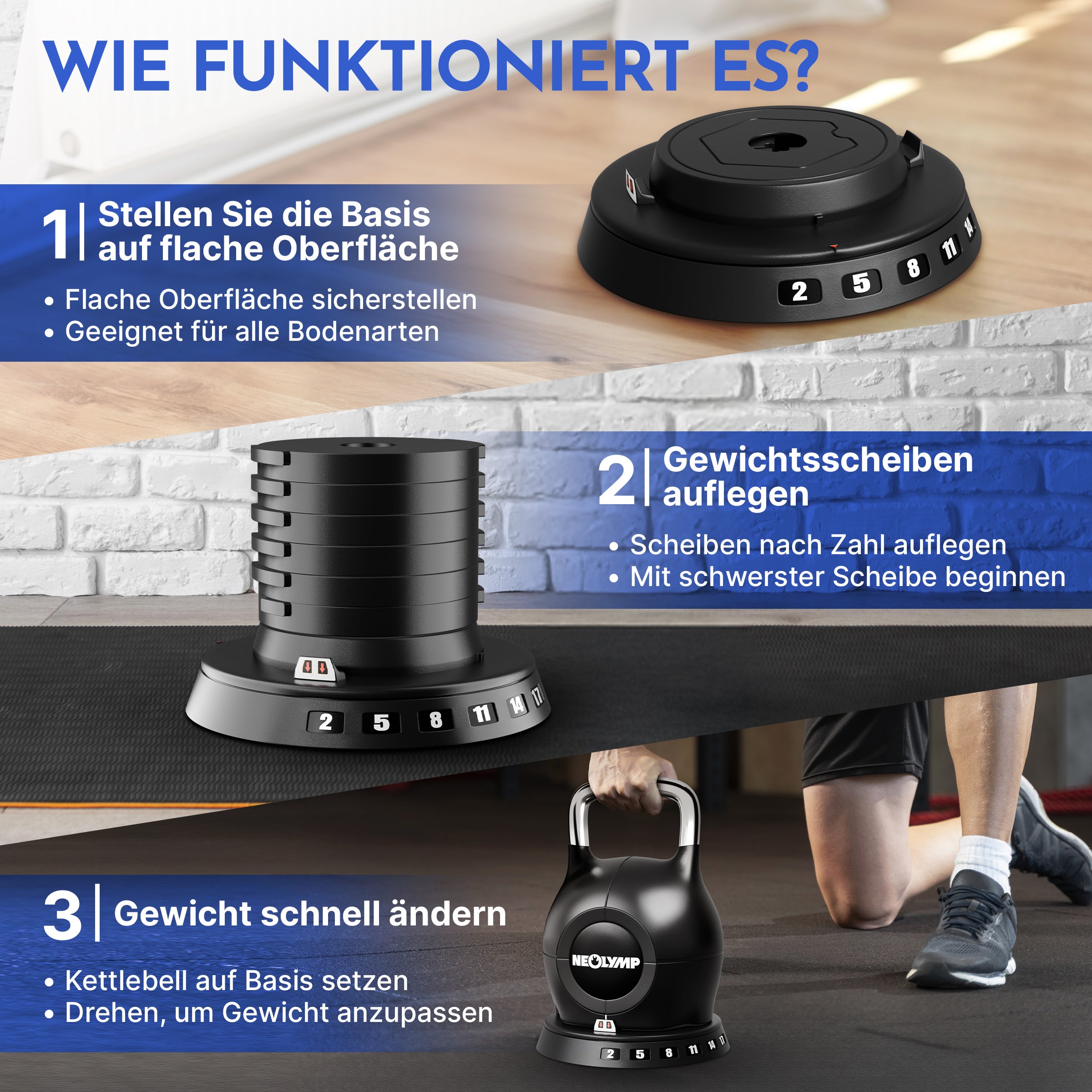 Kettlebell mit verstellbarem Gewicht (7 in 1)