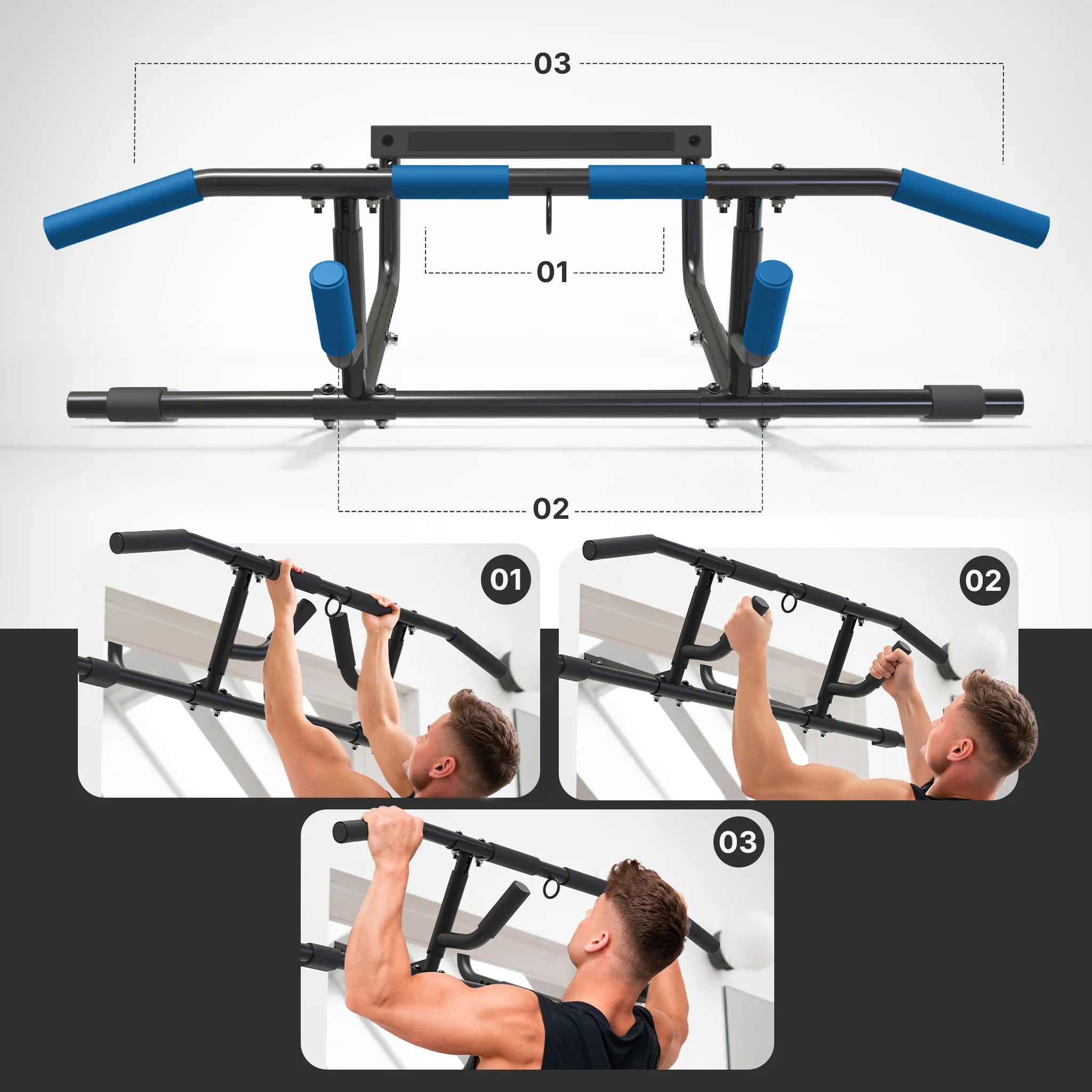 Premium Klimmzugstange 2.0 mit 6-in-1 Griffsystem - passend für jede Tür!