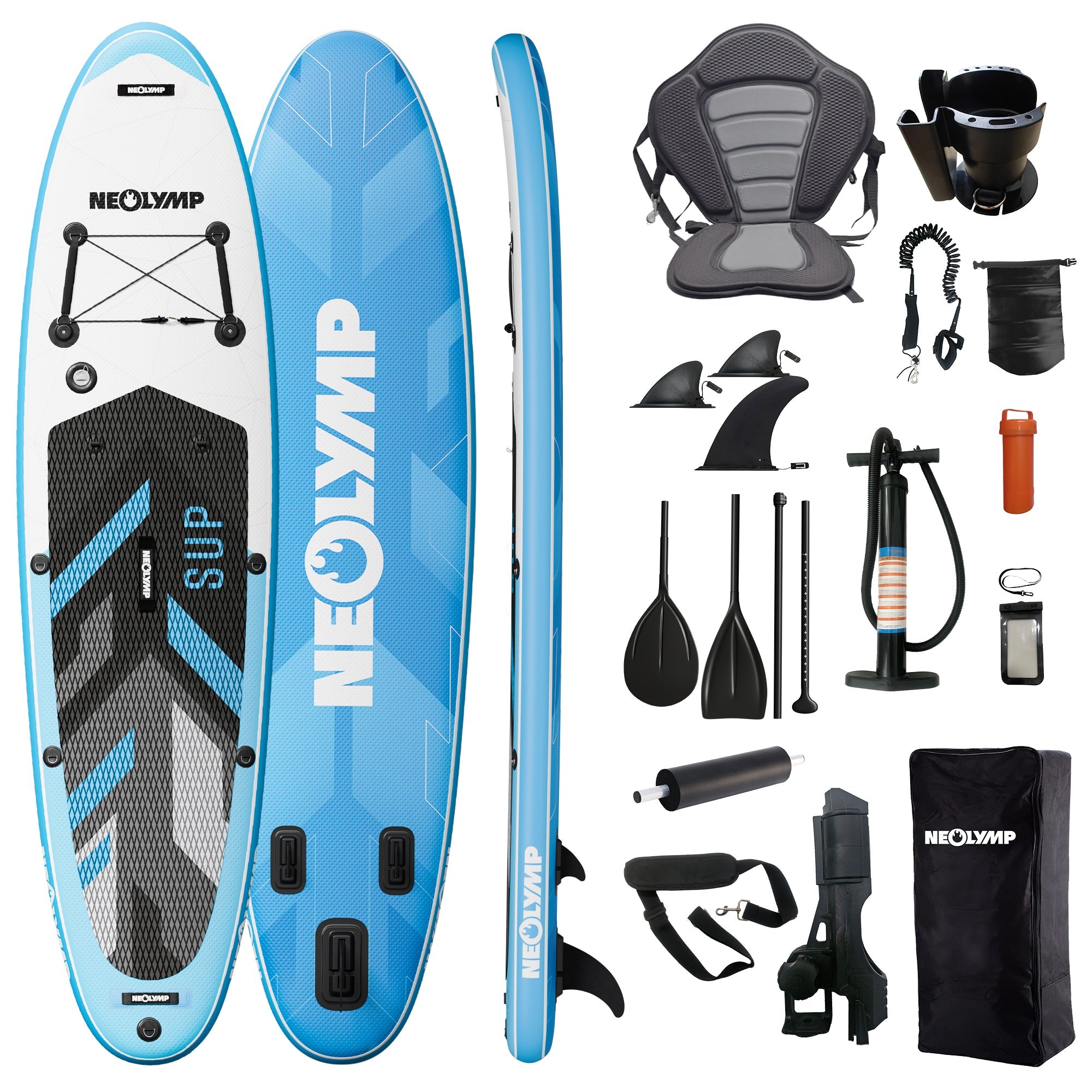 Stand-Up Paddle Board (SUP) Komplettset (13-teilig) – Blau (B‑Ware)