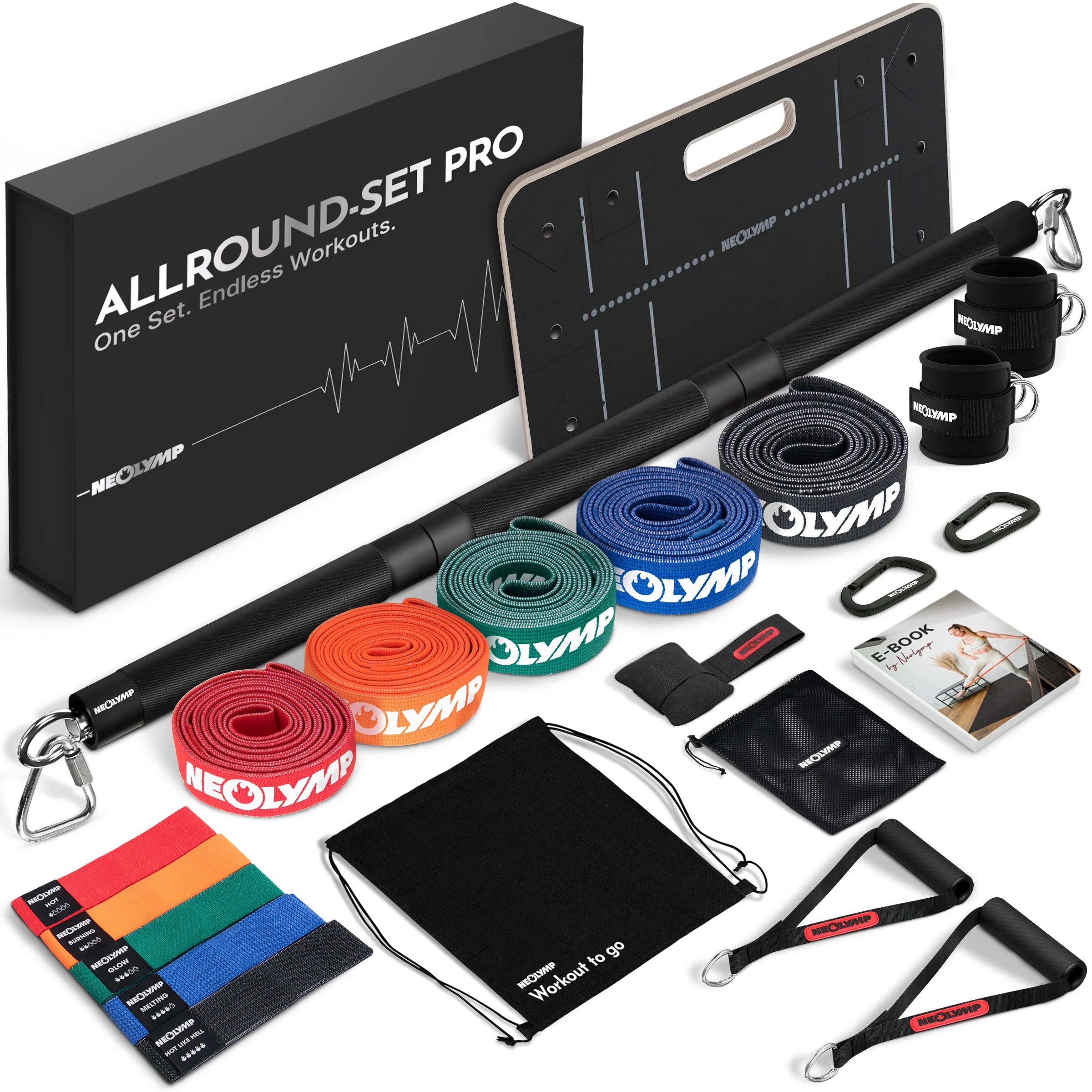 Ensemble complet de bandes de fitness – Bandes de fitness en tissu avec accessoires & 400 exercices