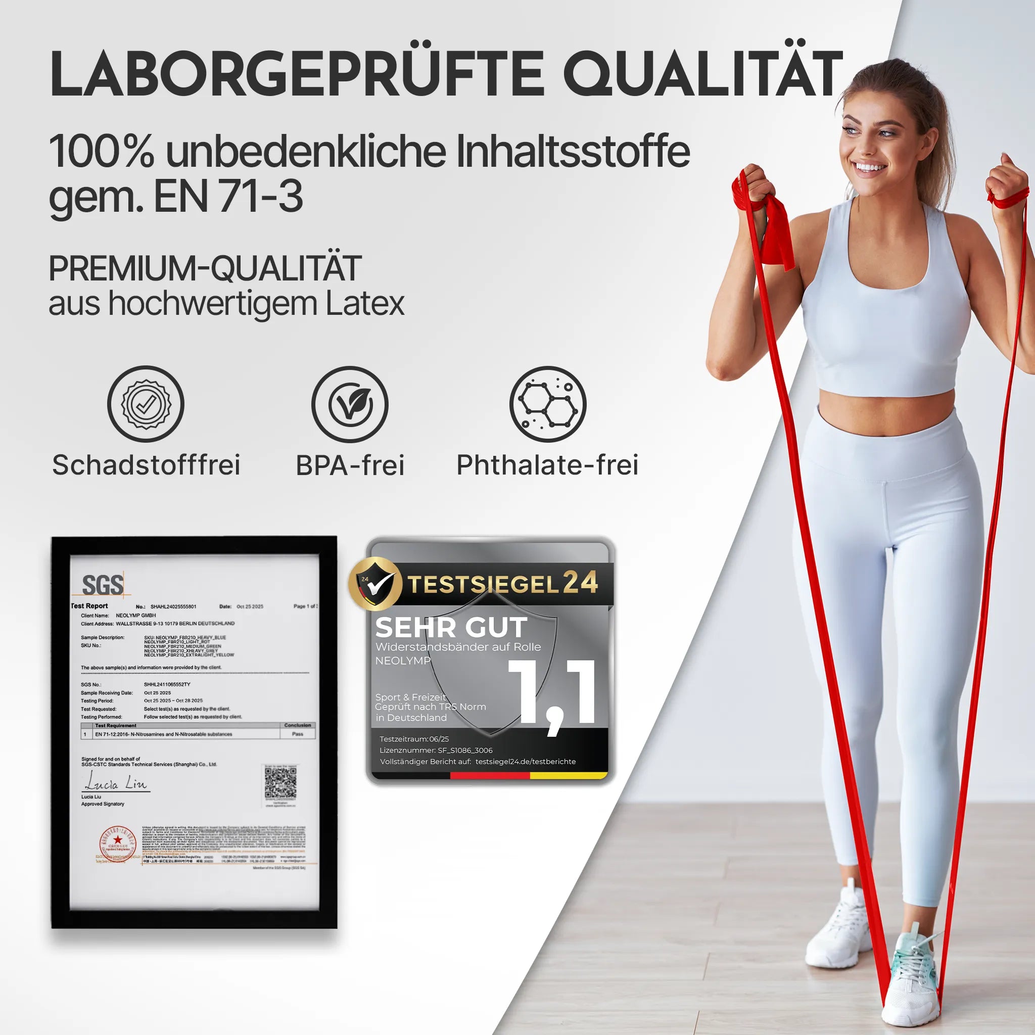 Elastische Widerstandsbänder TPE auf Rolle - zuschneidbares Resistance Band für Physio und Reha