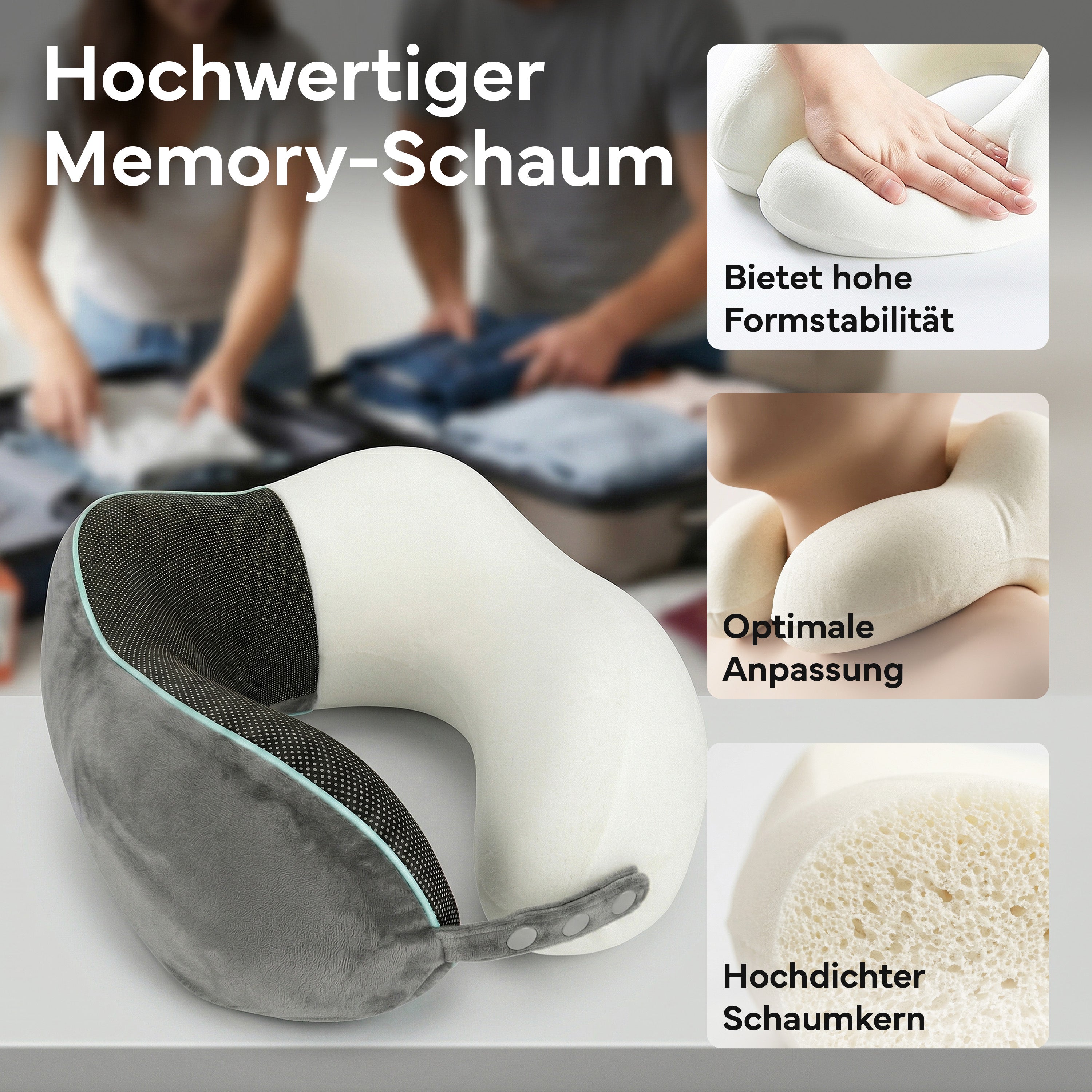 Reise-Nackenkissen - mit 360°-Kopfstütze und Memory Foam - - Recovery & Akupressur von NEOLYMP | Fitnessequipment und Sportartikel