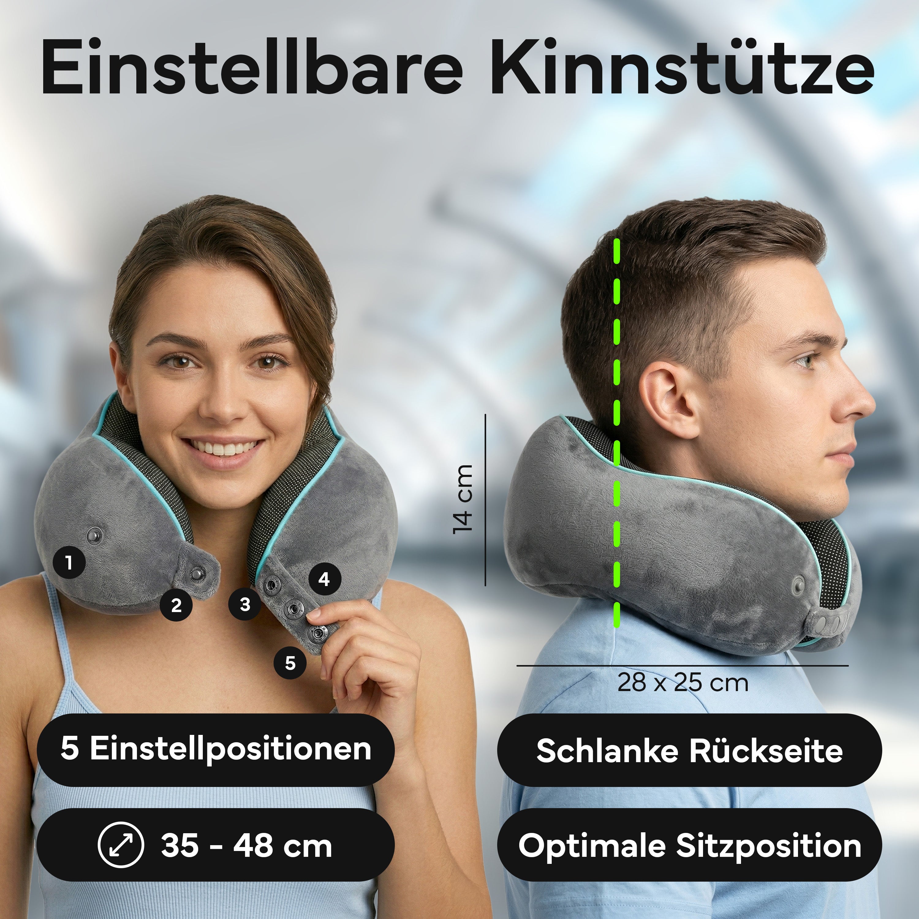 Reise-Nackenkissen - mit 360°-Kopfstütze und Memory Foam - - Recovery & Akupressur von NEOLYMP | Fitnessequipment und Sportartikel