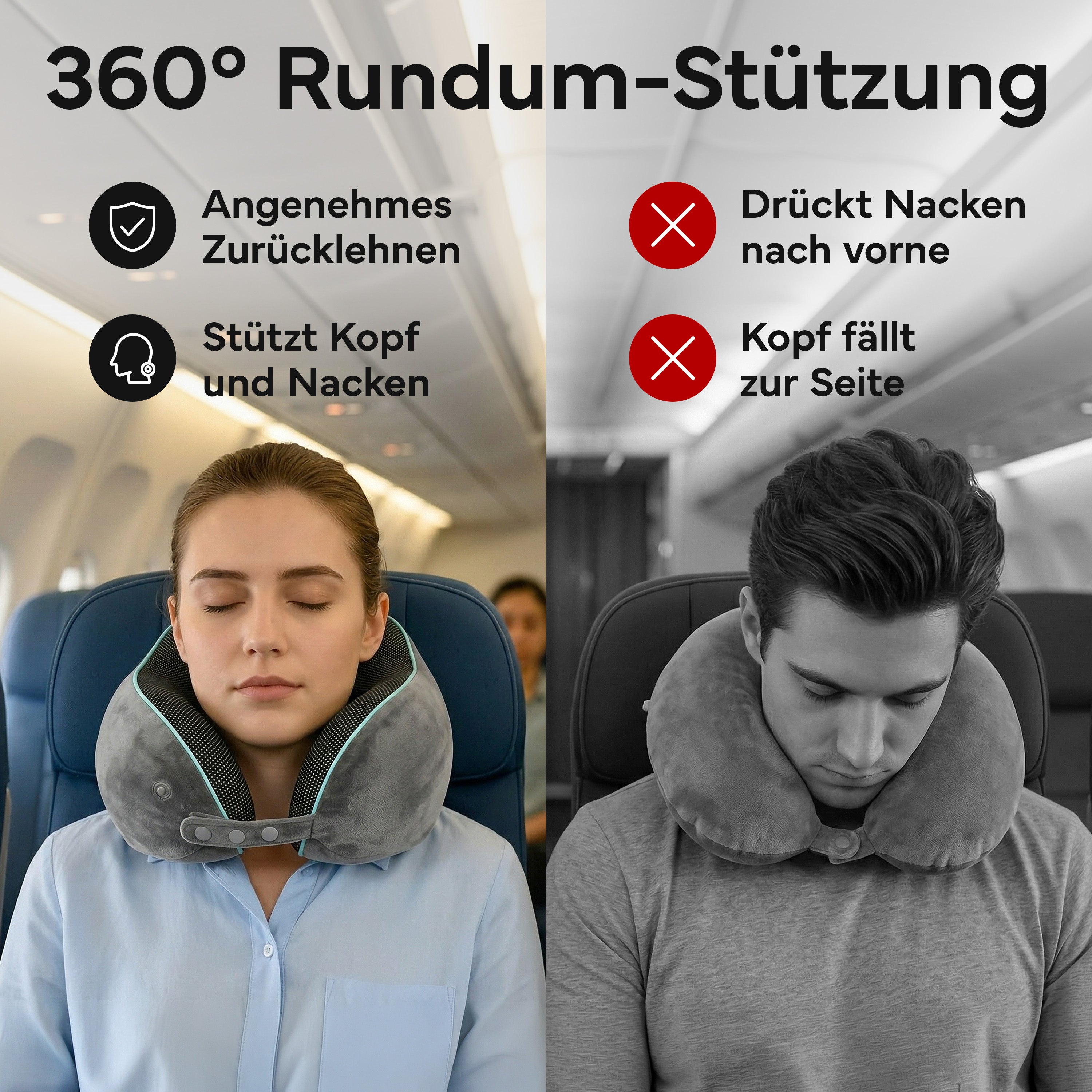 Reise-Nackenkissen - mit 360°-Kopfstütze und Memory Foam - - Recovery & Akupressur von NEOLYMP | Fitnessequipment und Sportartikel