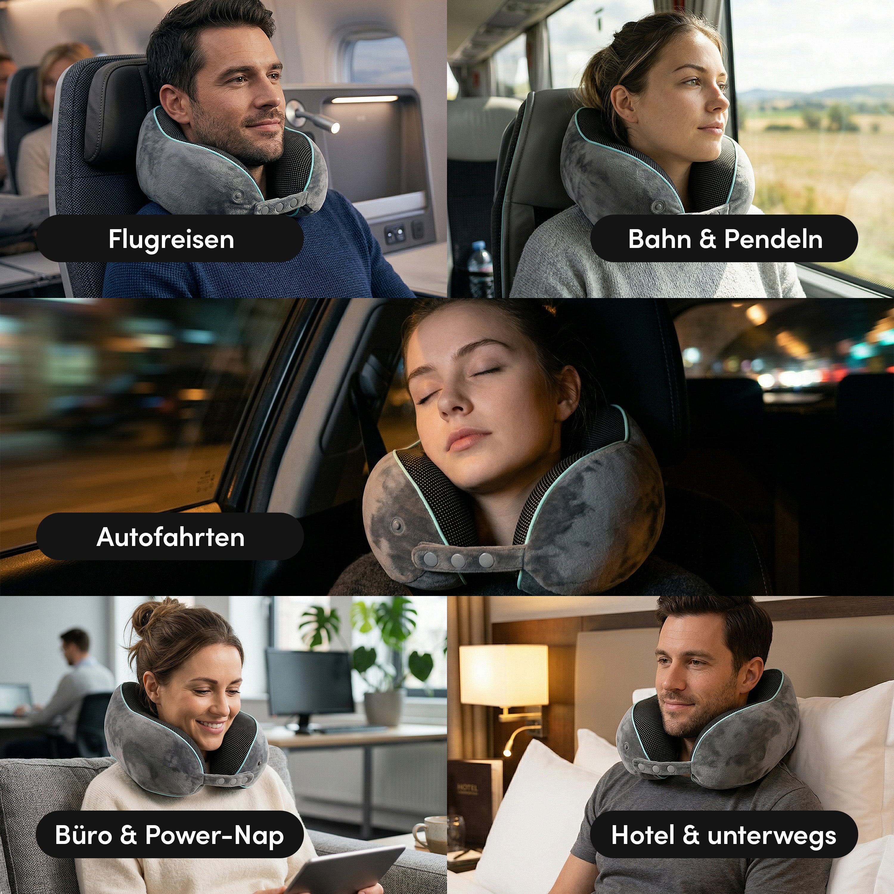 Reise-Nackenkissen - mit 360°-Kopfstütze und Memory Foam - - Recovery & Akupressur von NEOLYMP | Fitnessequipment und Sportartikel