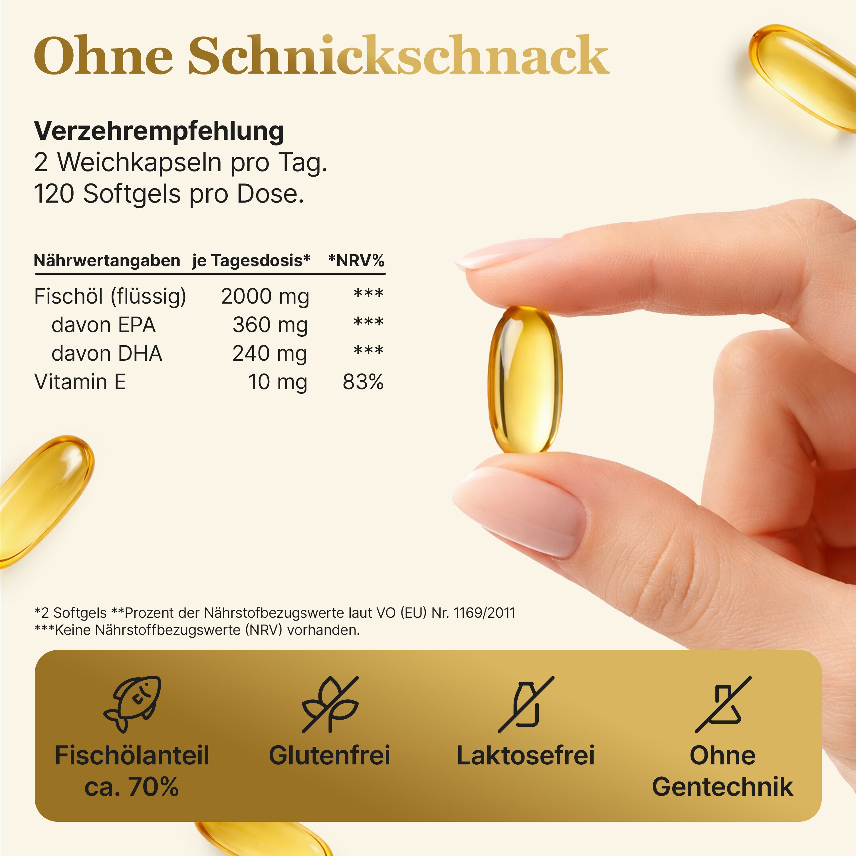 Nature Elegance - Omega 3 - Hoher Anteil an Vitamin E, DHA & EPA - - Nahrungsergänzungsmittel von NEOLYMP | Fitnessequipment und Sportartikel