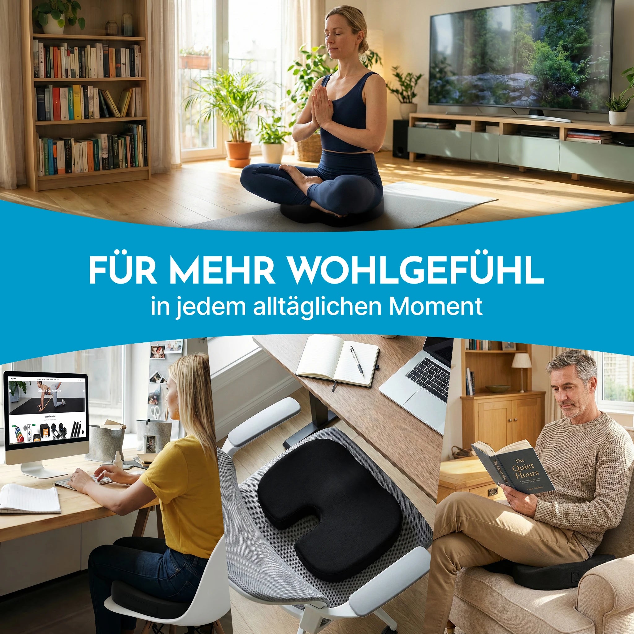 Ergonomisches Sitzkissen – 3 Härtegrade, mit Memory Foam - Hart - Ergonomisches Kissen von NEOLYMP | Fitnessequipment und Sportartikel