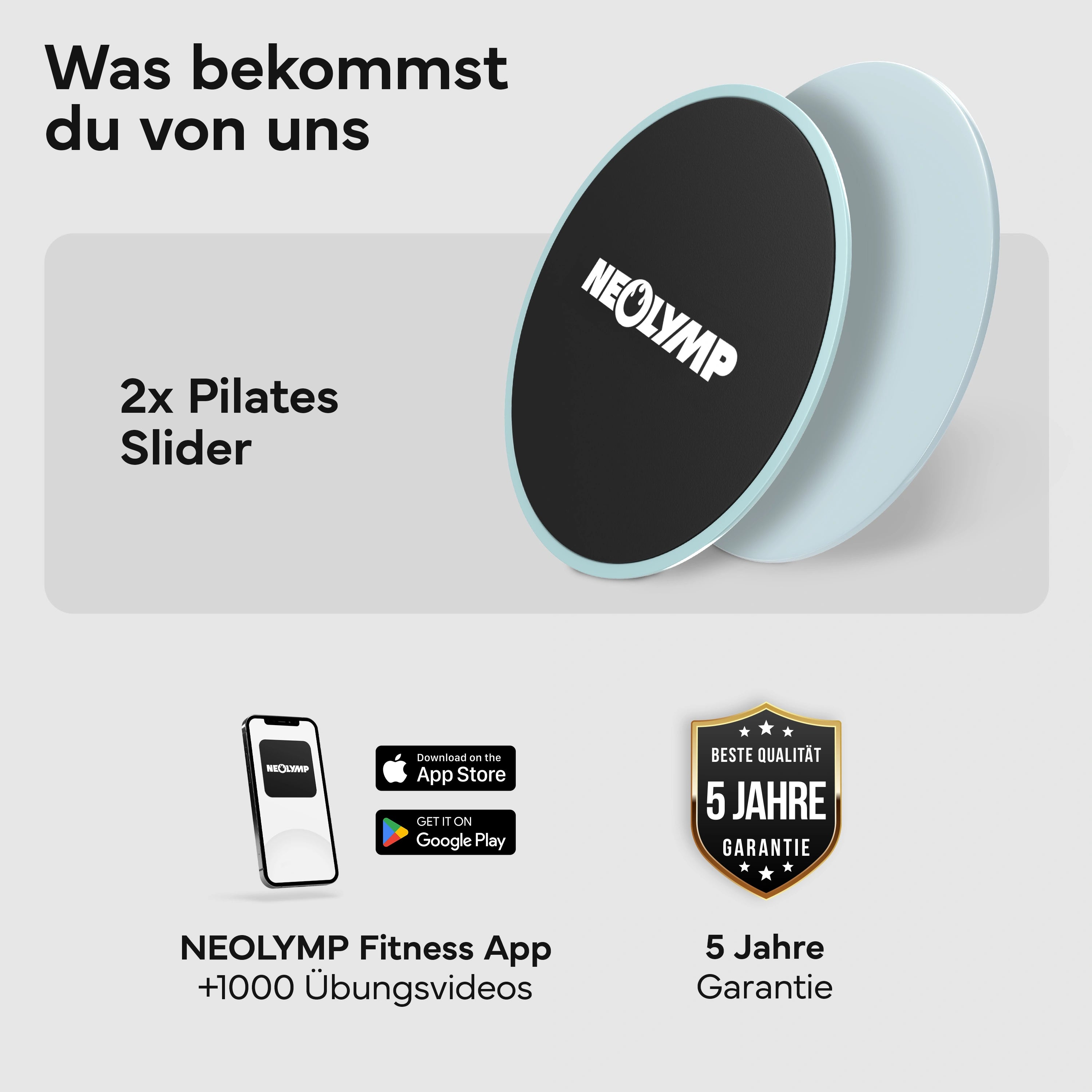 Pilates Slider 2er Set - für glatte Böden und Teppich - Sky Blue - Pilatesequipment von NEOLYMP | Fitnessequipment und Sportartikel