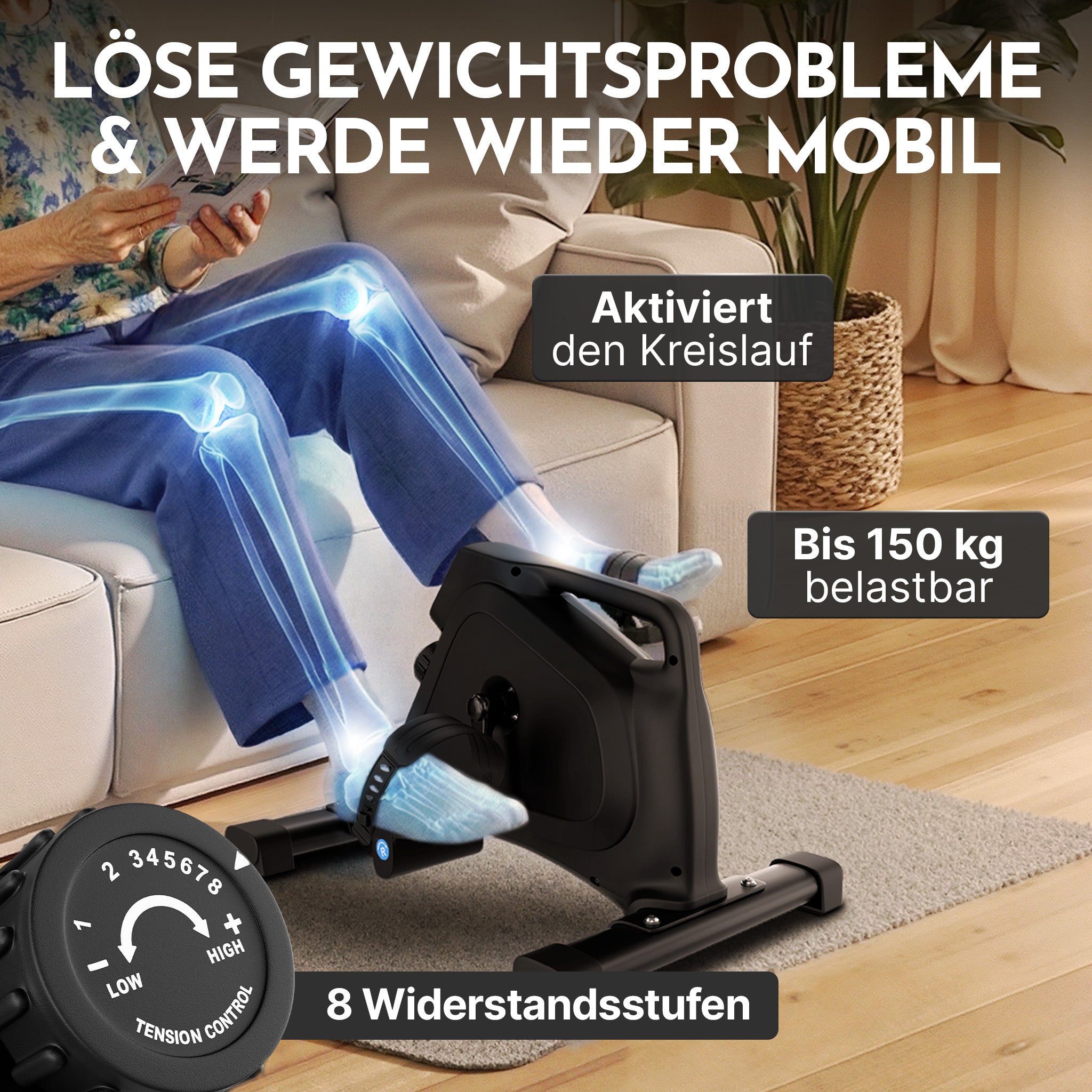 Pedaltrainer - ergonomischer Heimtrainer mit Zubehör - - Sportgerät von NEOLYMP | Fitnessequipment und Sportartikel
