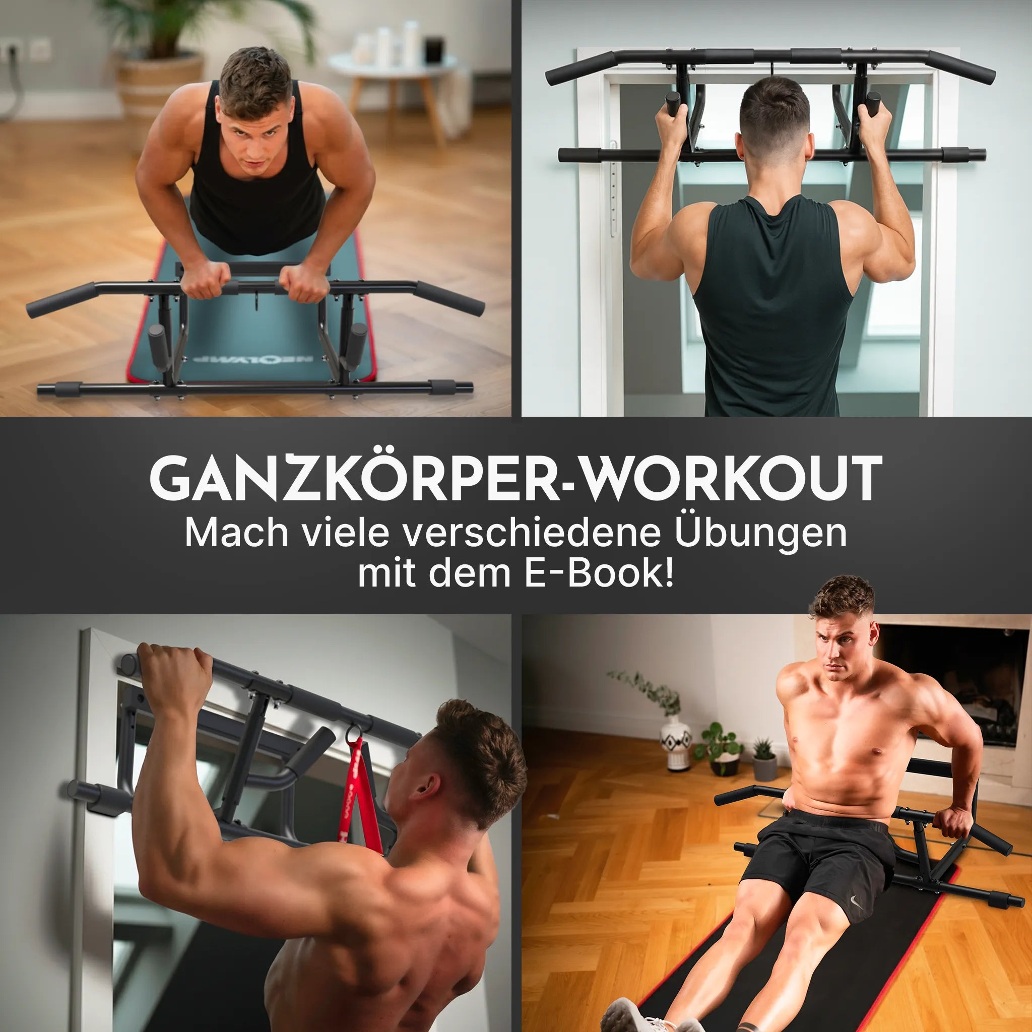 Klimmzugstangen-Bundle - Alle Übungen, volle Bewegungsfreiheit - Stange + Dip Bar + Resistance Bands - Klimmzugstangen von NEOLYMP | Fitnessequipment und Sportartikel