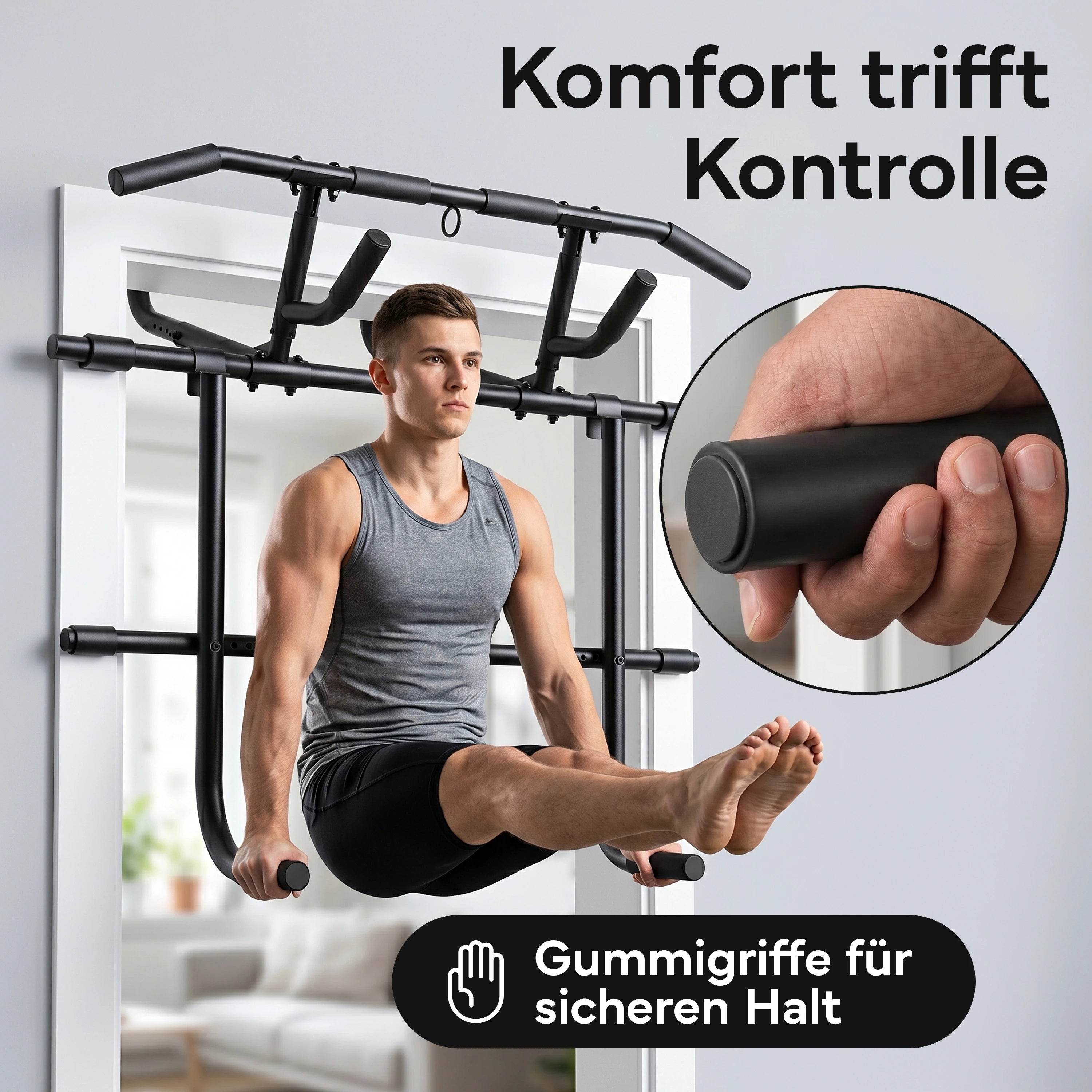 Klimmzugstangen-Bundle - Alle Übungen, volle Bewegungsfreiheit - Stange + Dip Bar + Resistance Bands - Klimmzugstangen von NEOLYMP | Fitnessequipment und Sportartikel