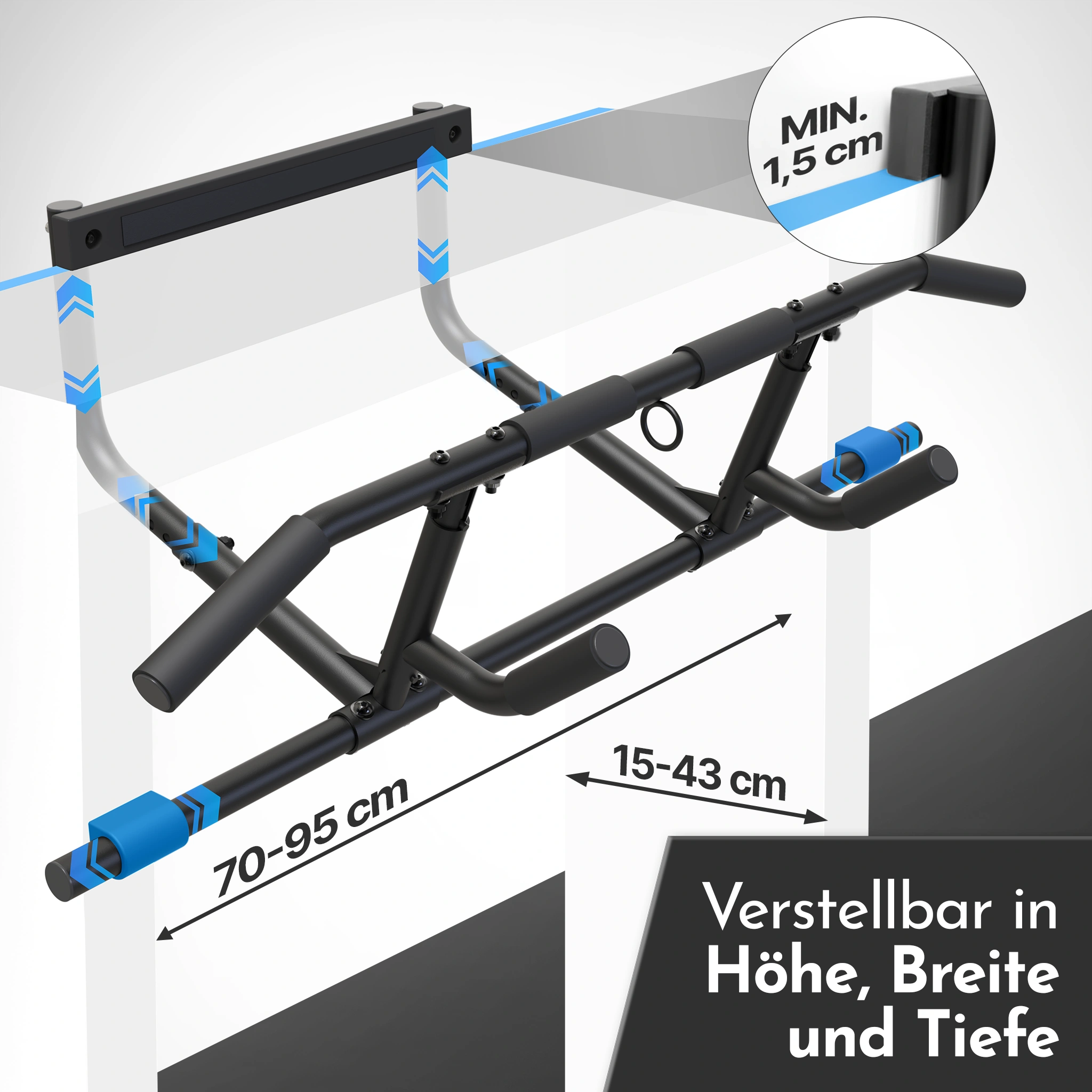 Klimmzugstangen-Bundle - Alle Übungen, volle Bewegungsfreiheit - Stange + Dip Bar + Resistance Bands - Klimmzugstangen von NEOLYMP | Fitnessequipment und Sportartikel