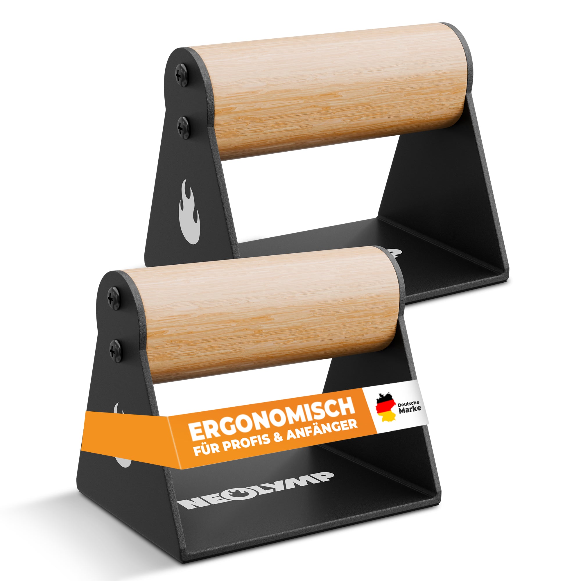 2er-Set Liegestützgriffe mit ergonomischem Holzgriff - - Sportgerät von NEOLYMP | Fitnessequipment und Sportartikel