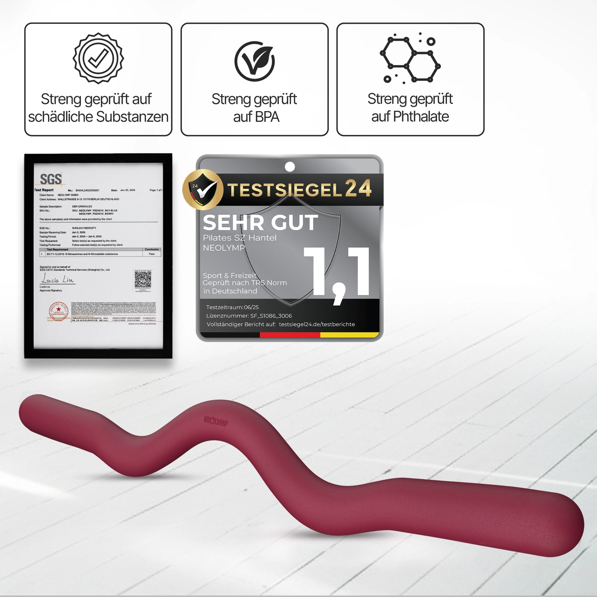 Pilates SZ Hantelstange - ergonomische Silikon Curlbar