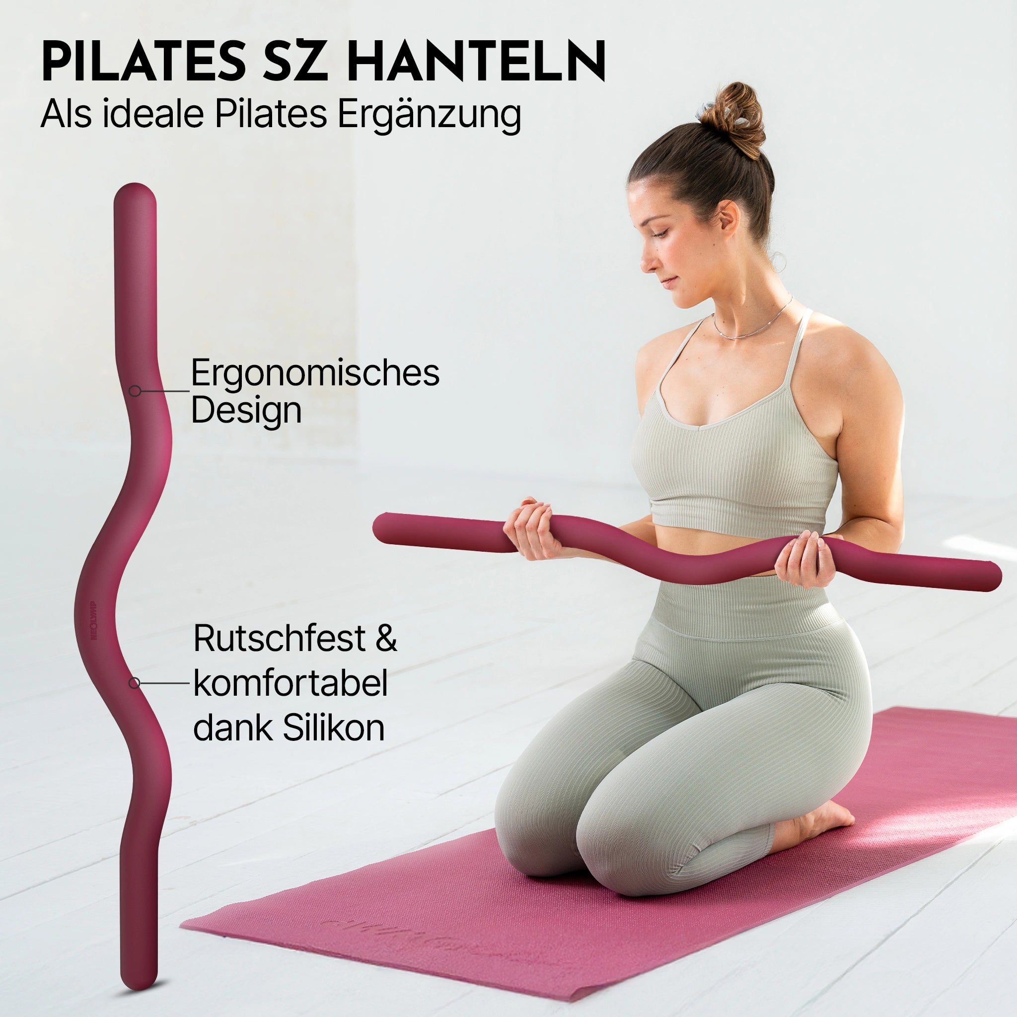 Pilates SZ Hantelstange - ergonomische Silikon Curlbar